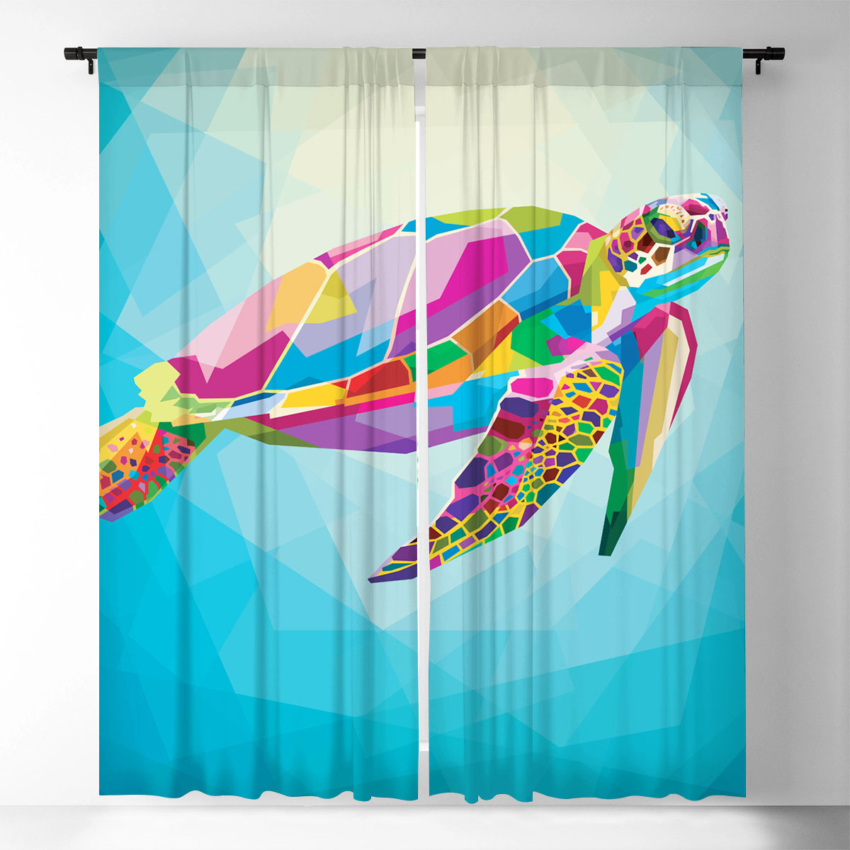Colorful Turtle Window Curtain_1_2.1