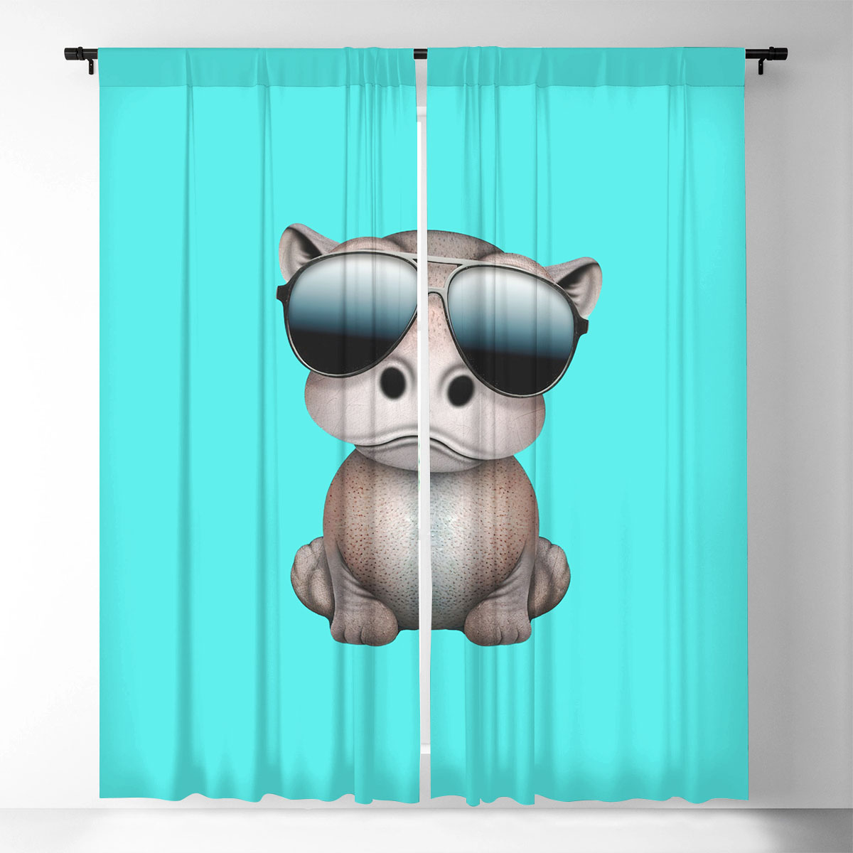 Cute Baby Hippo Window Curtain_1_2.1