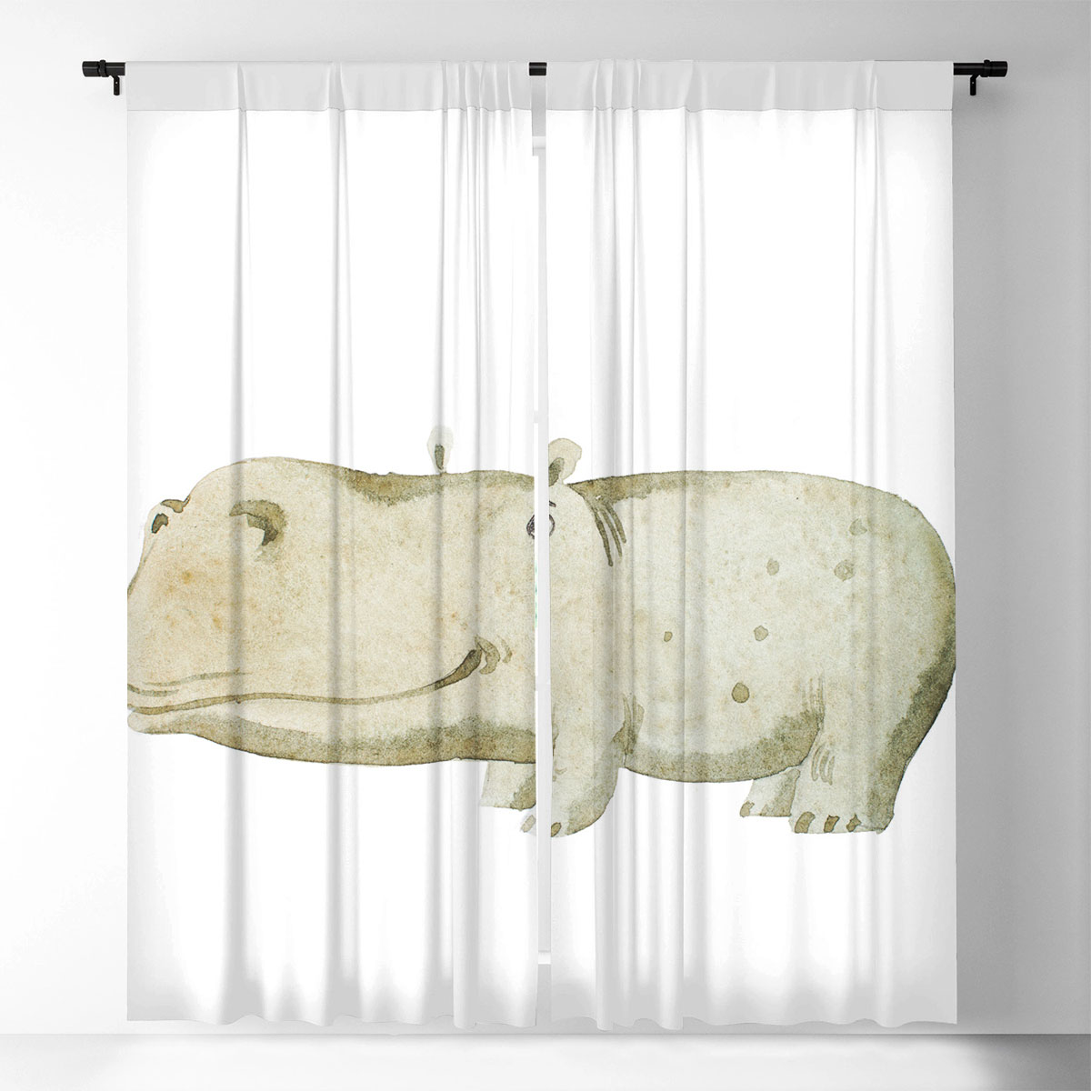 Cute Hippo Window Curtain_1_2.1