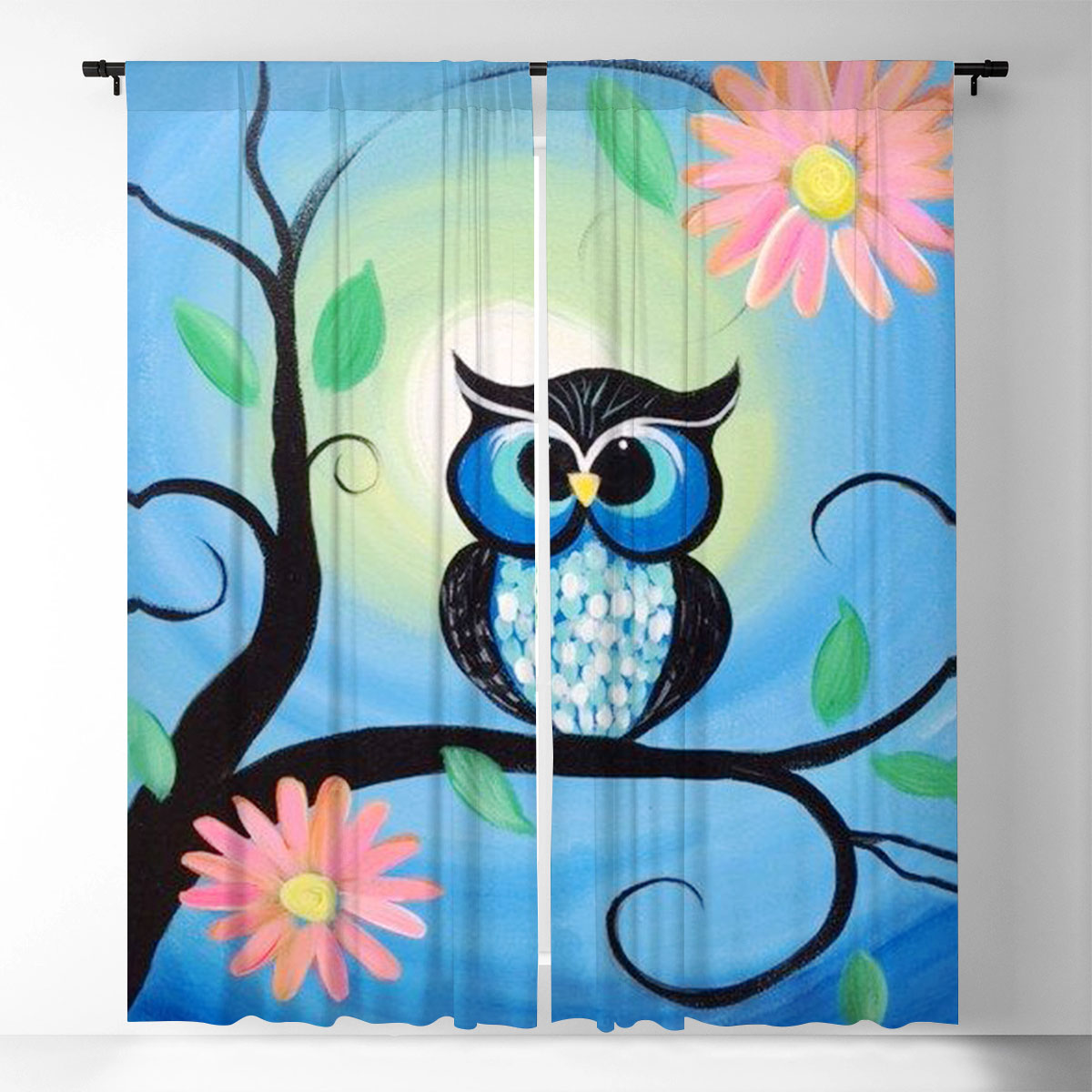 Cute Owl Window Curtain_1_2.1