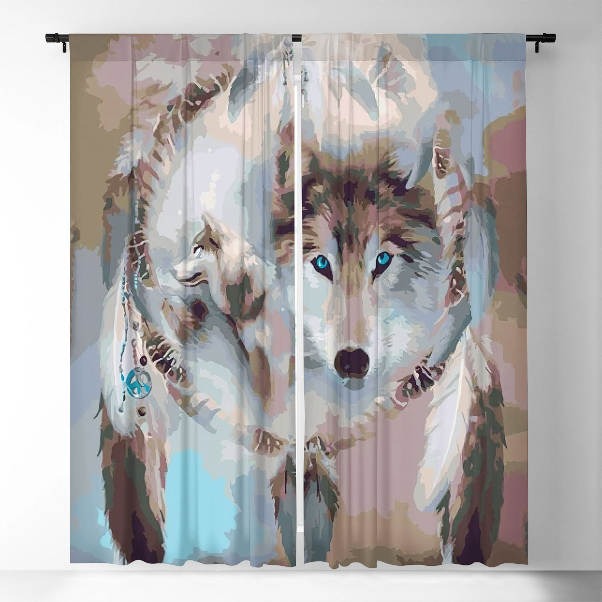 Dreamcatcher Wolf Window Curtain_1_2.1