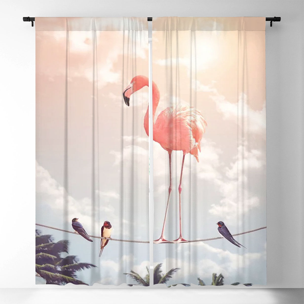 Flamingo And Friends Window Curtain_1_2.1