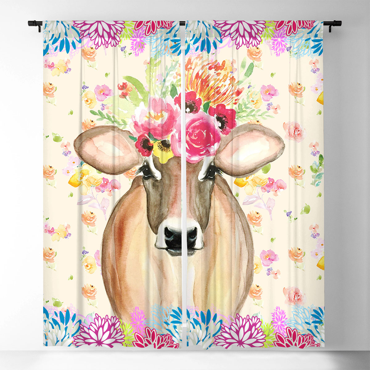 Floral Cow Window Curtain_1_2.1
