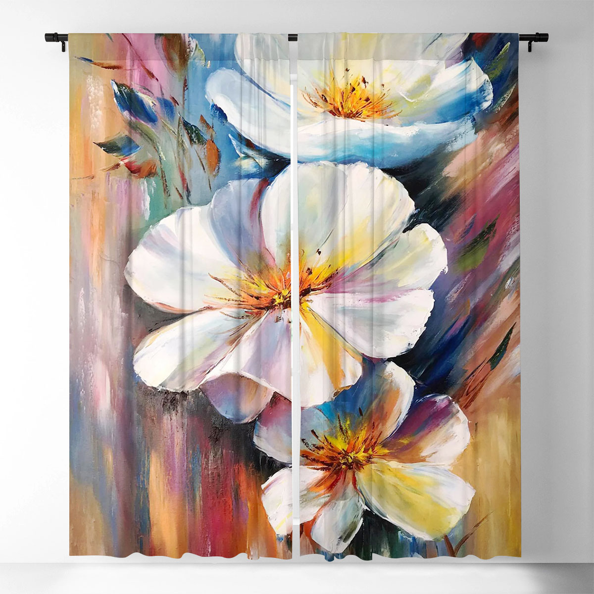 Watercolor Flower Window Curtain_1_2.1