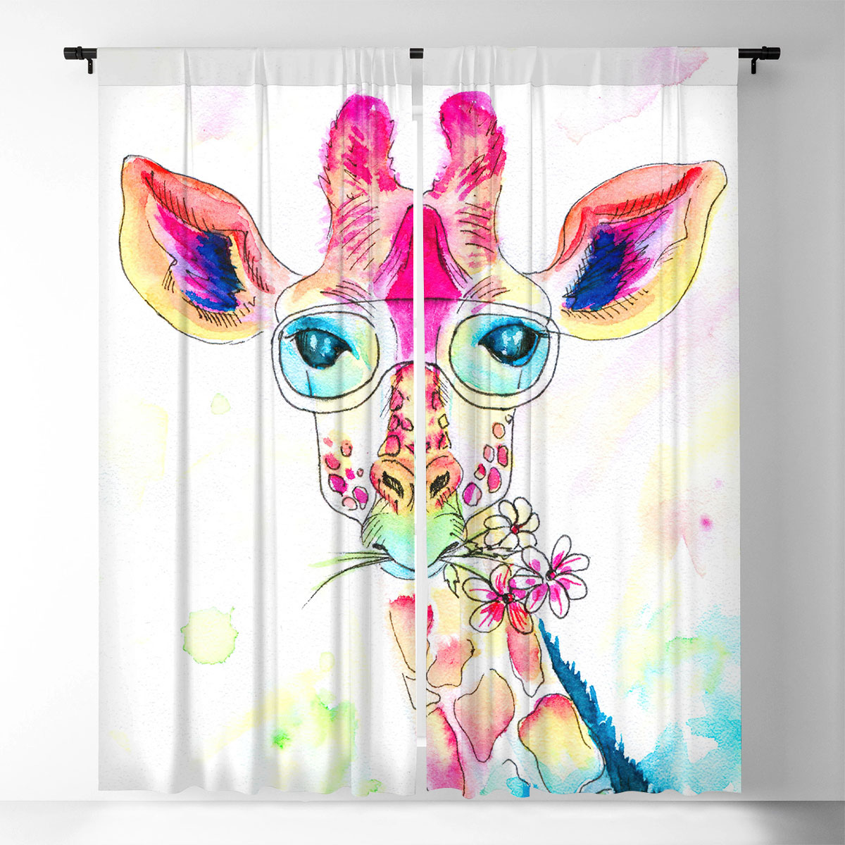 Watercolor Giraffe Window Curtain_1_2.1