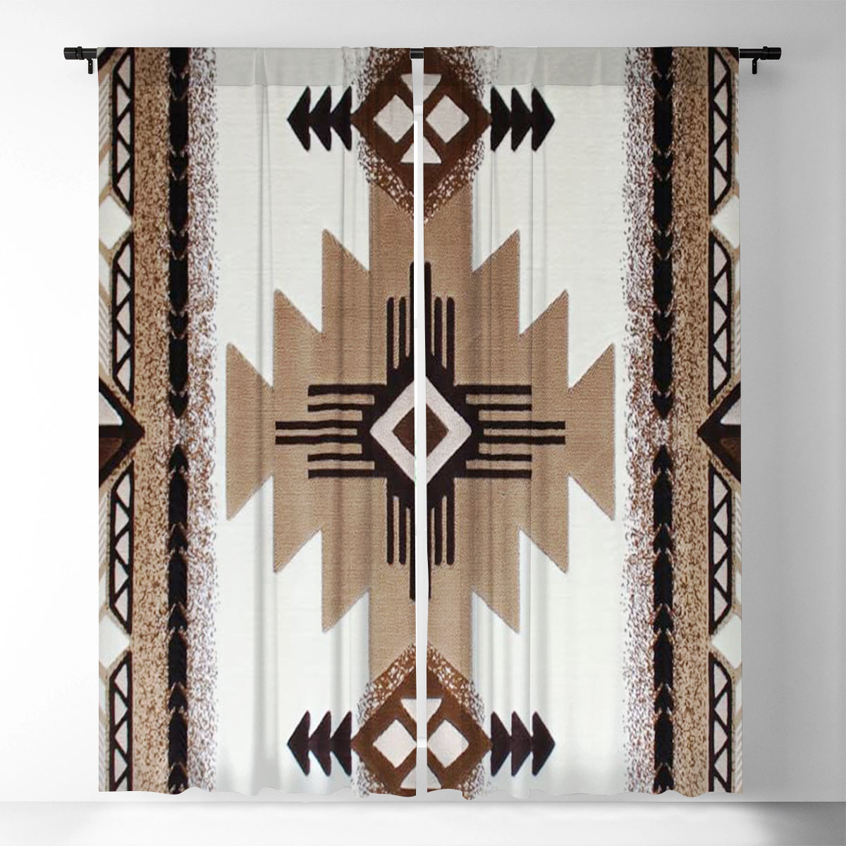 White Brown Native American Window Curtain_1_2.1