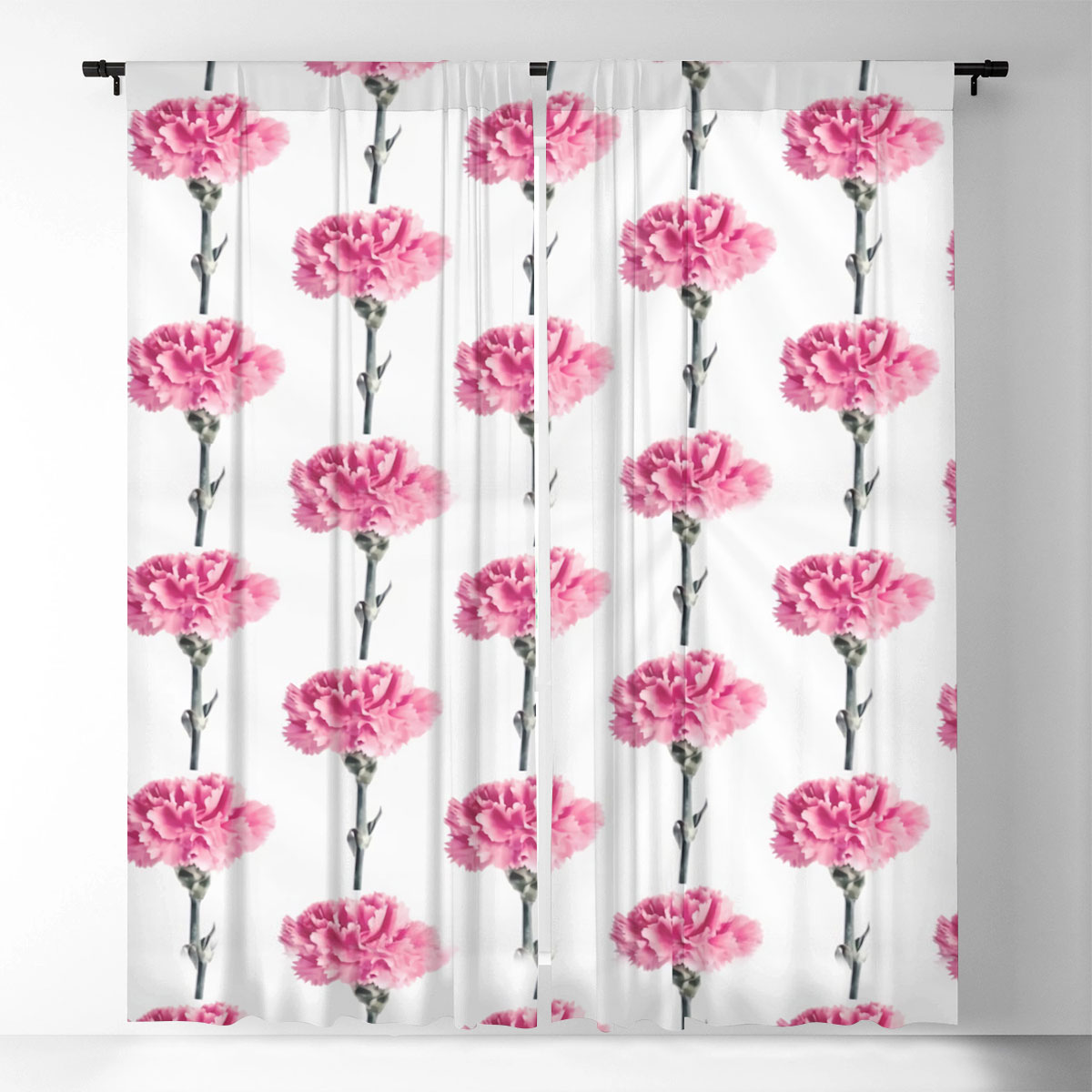 White Pink Carnations Window Curtain_1_2.1
