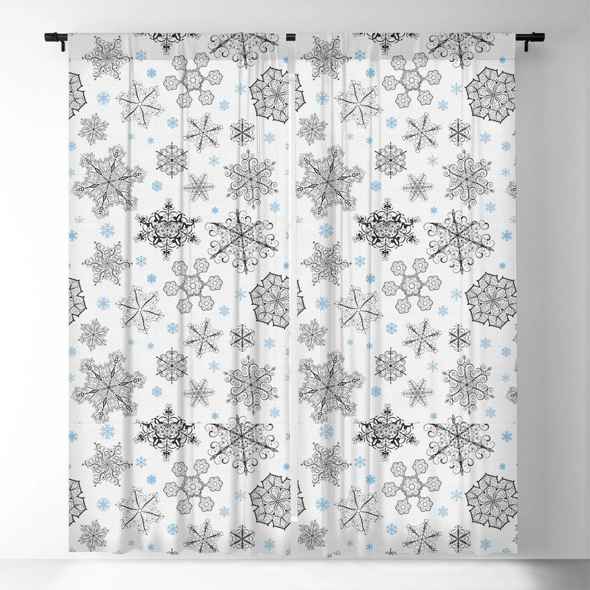 White Snowflake Winter Window Curtain_1_2.1