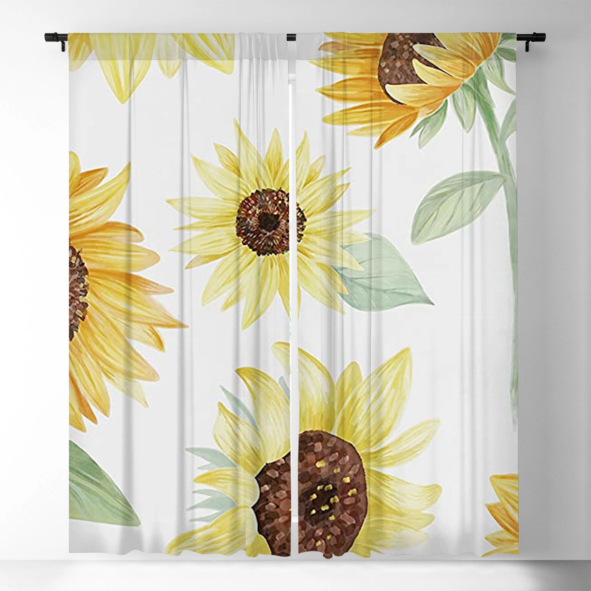 White Sunflower Window Curtain_1_2.1