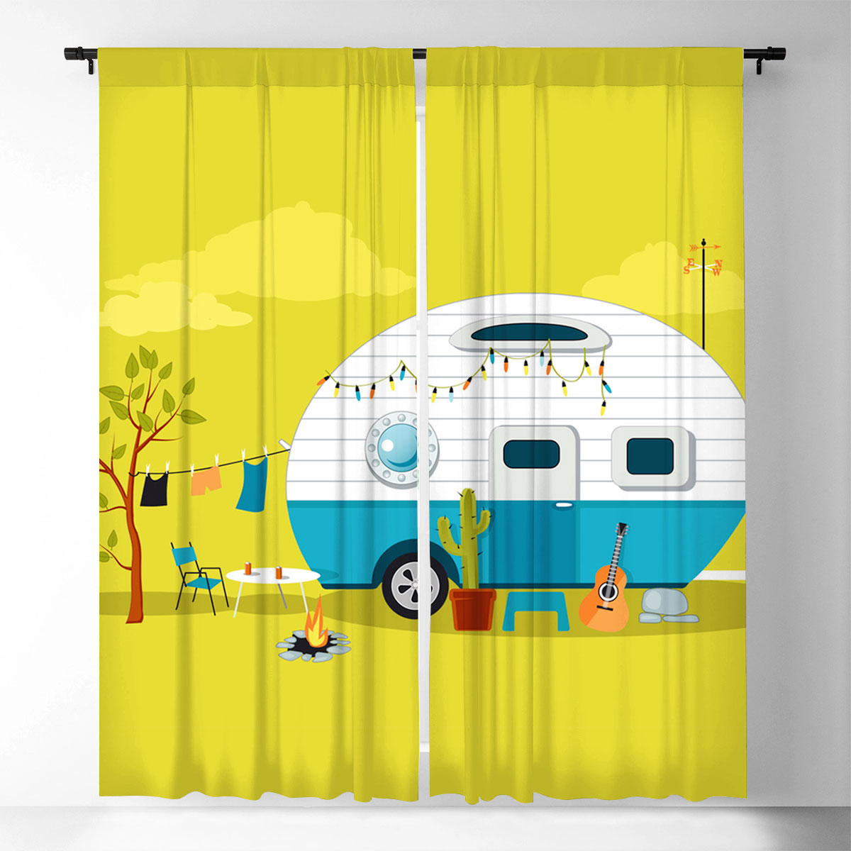 Yellow Camping Car Window Curtain_1_2.1