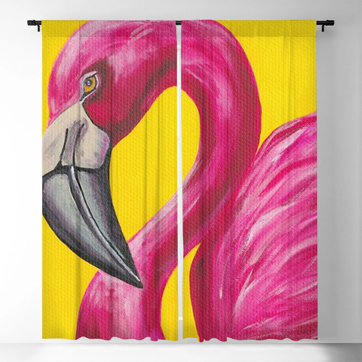 Yellow Flamingo Window Curtain_1_2.1