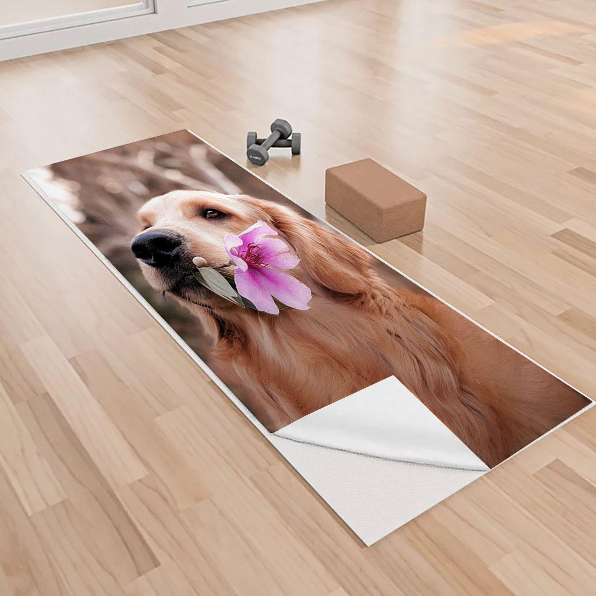 Dog Holding Flower Yoga Towels_1_2.1