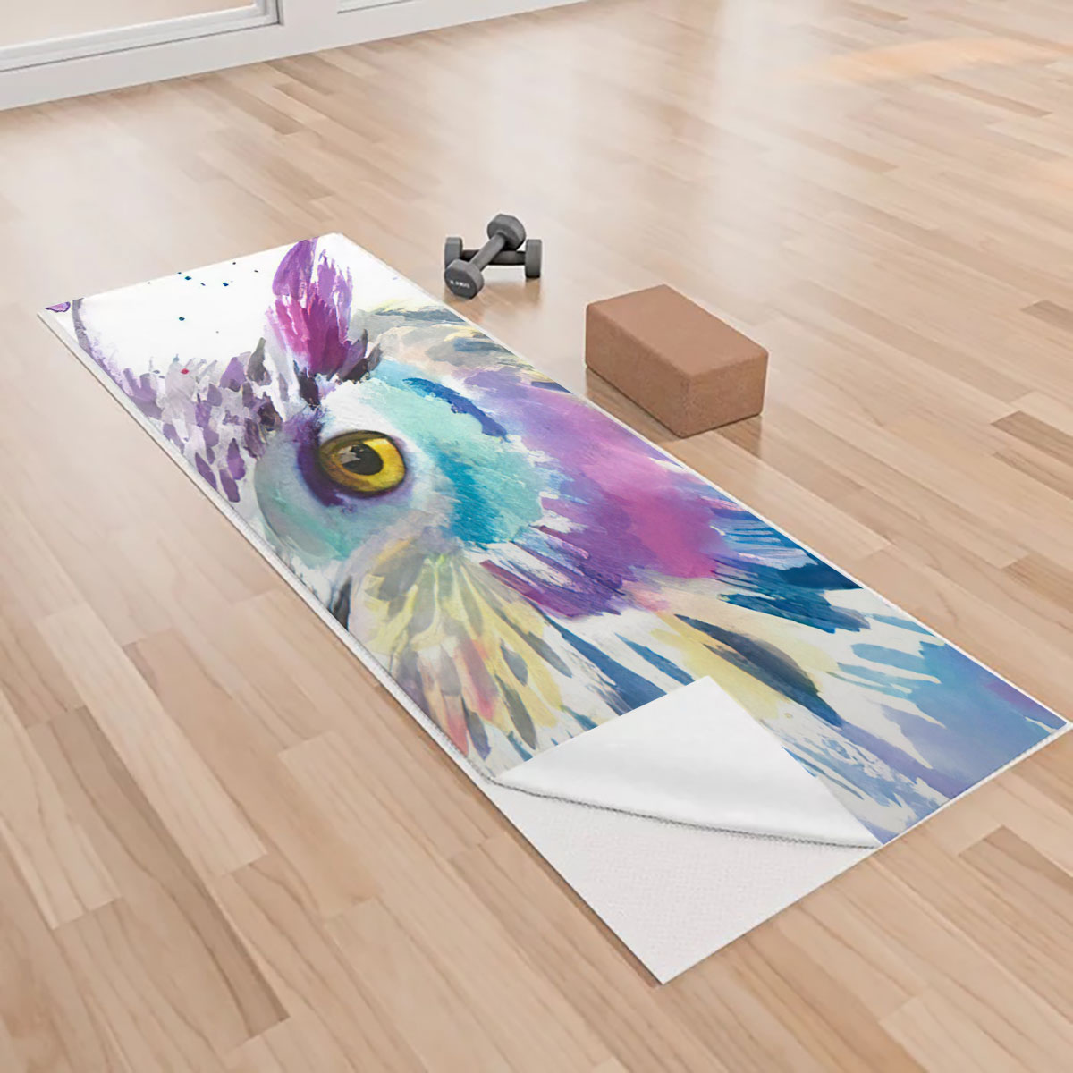 Watercolor Owl Yoga Towels_1_2.1