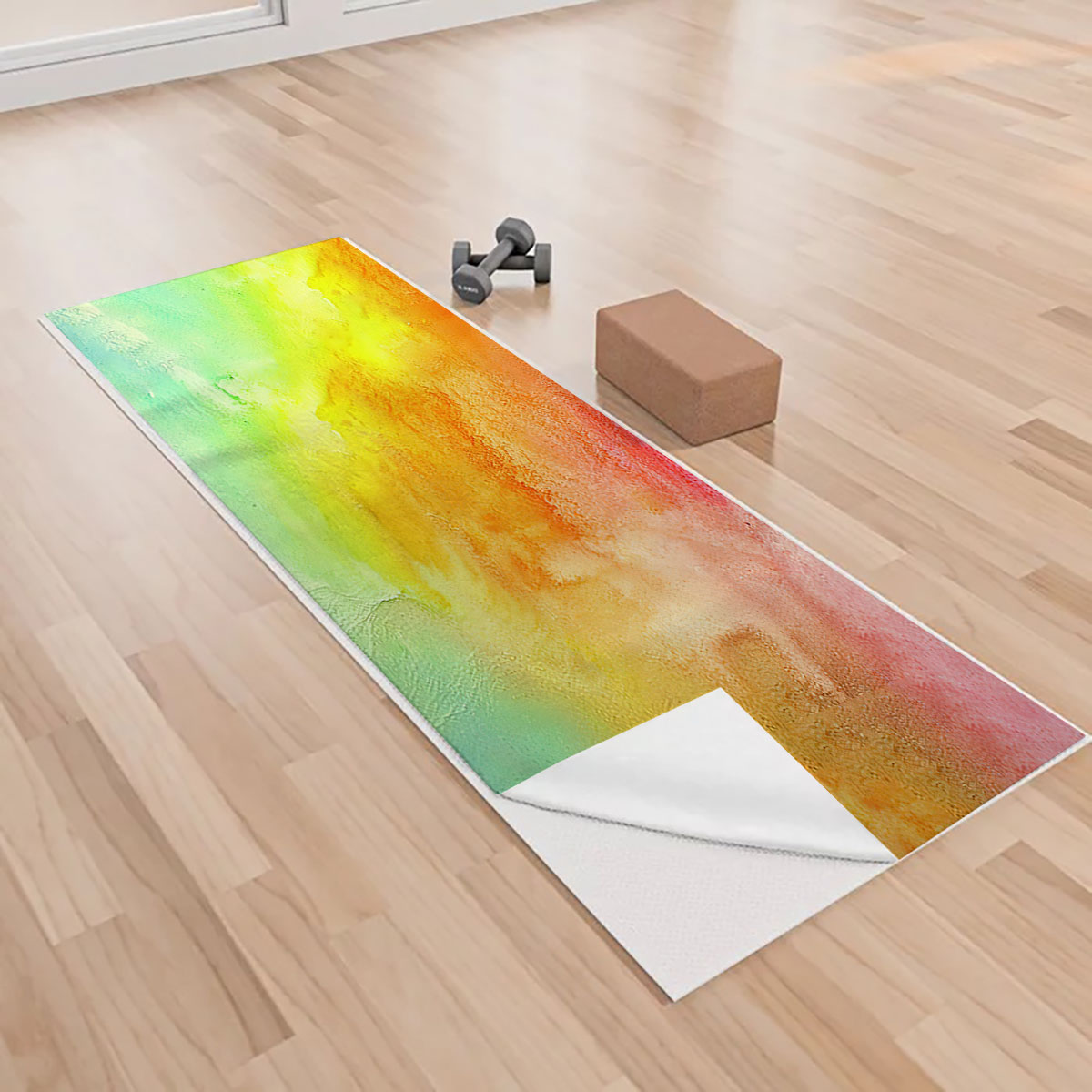 Watercolor Rainbow Yoga Towels_1_2.1