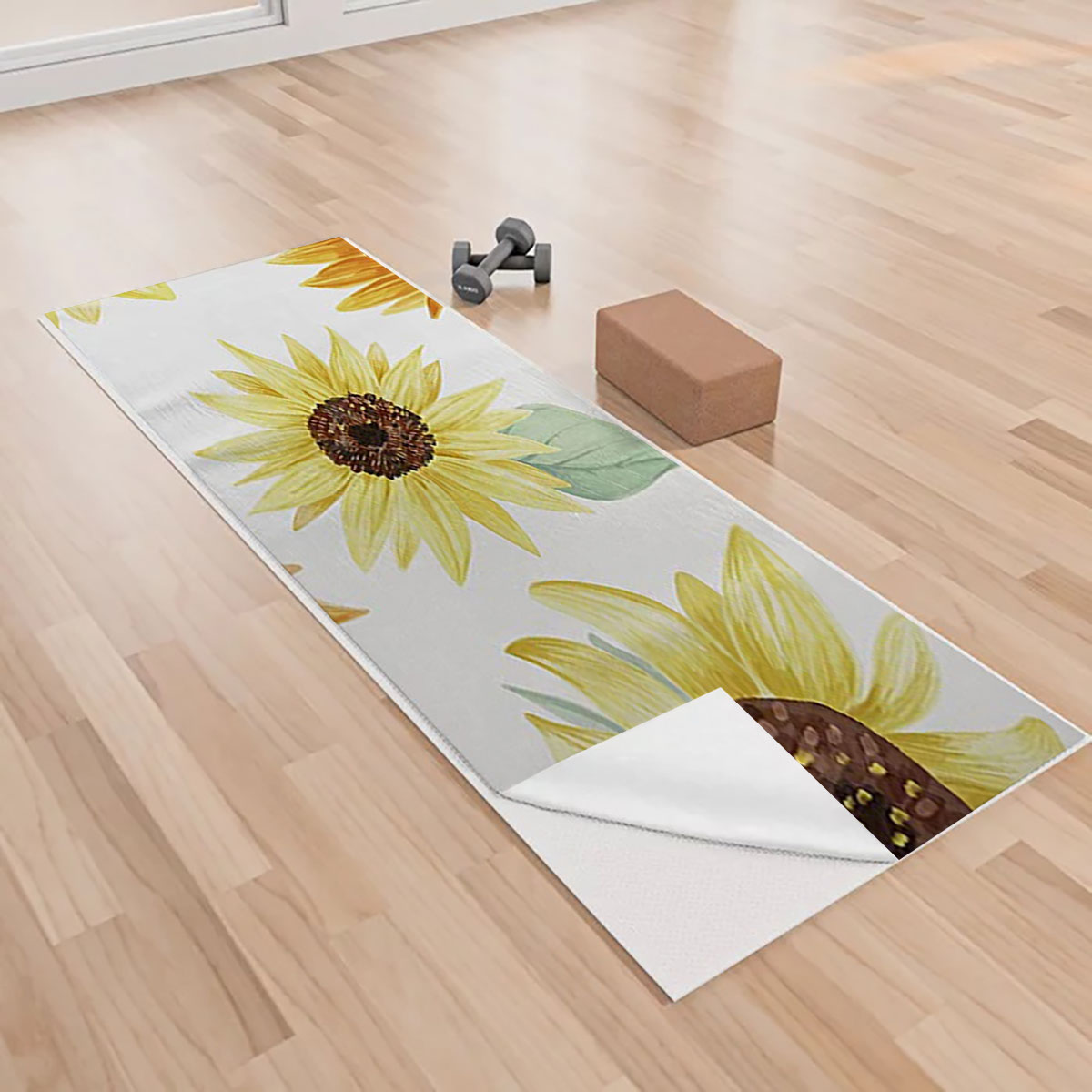 White Sunflower Yoga Towels_1_2.1