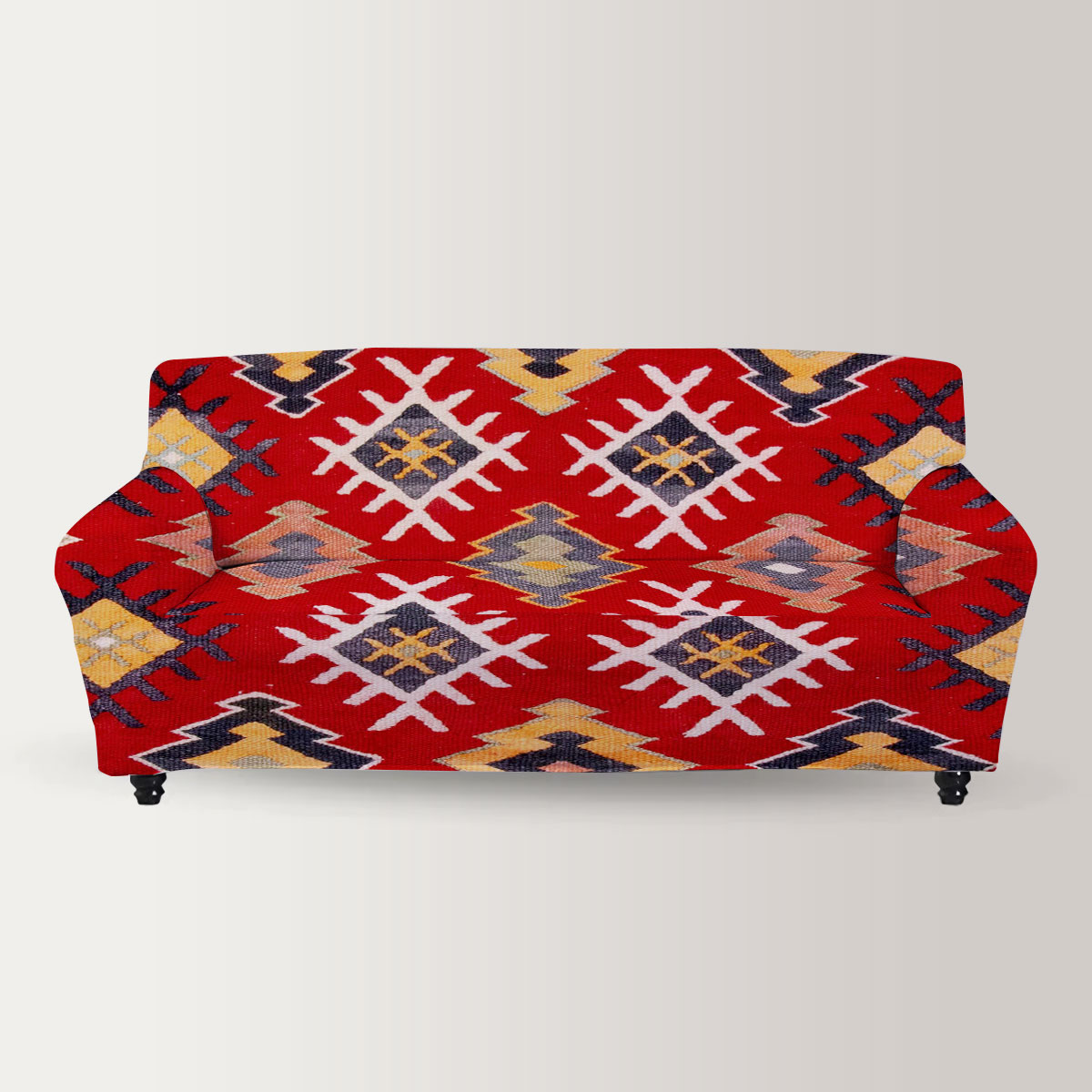 Red Native American Sofa Cover
