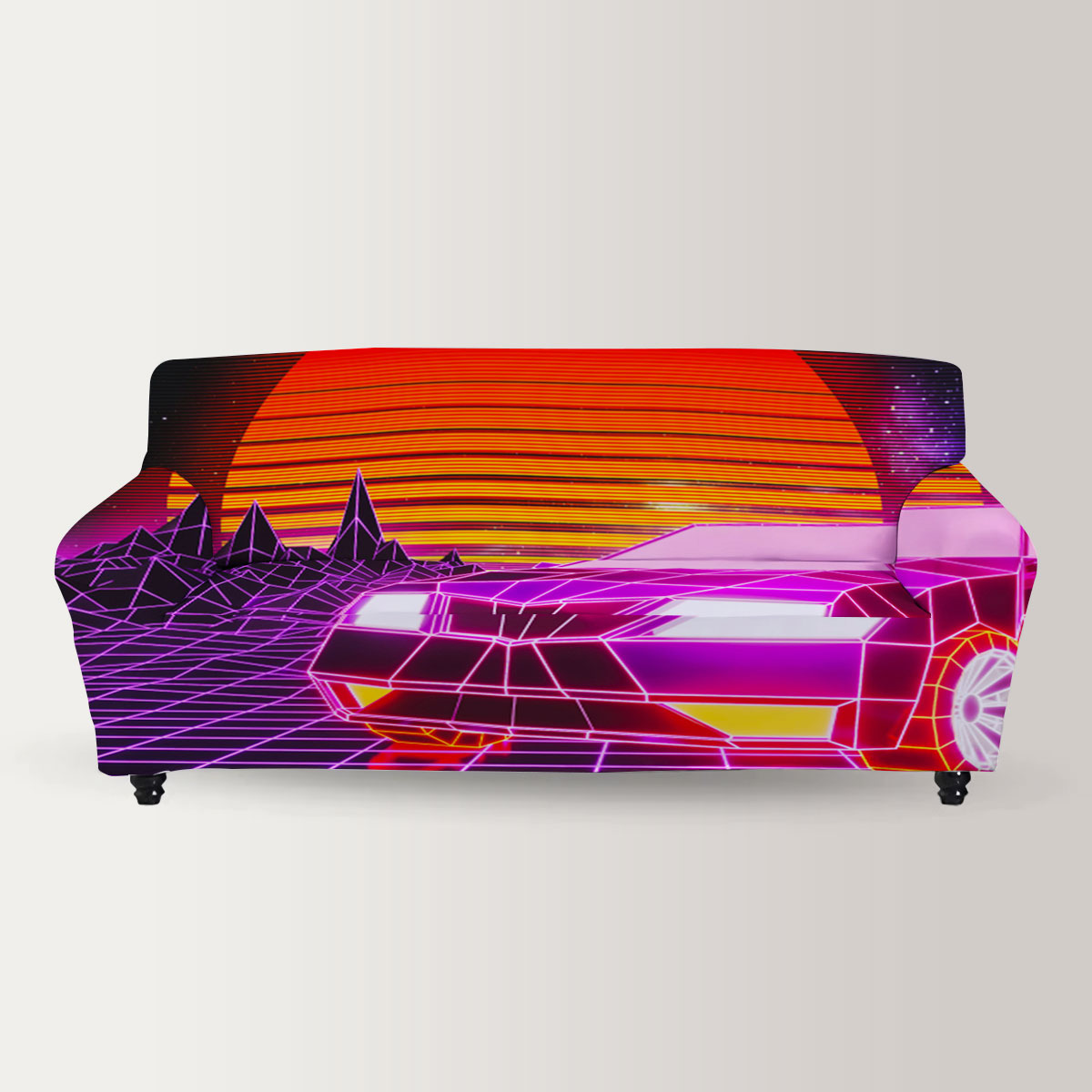 Retro Car In The Sunset Sofa Cover