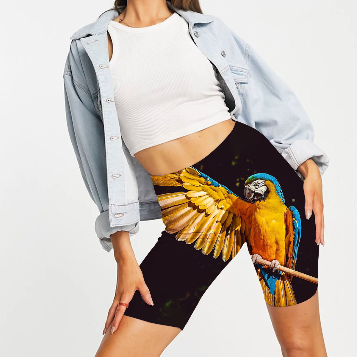 Black And Yellow Parrot Casual Shorts