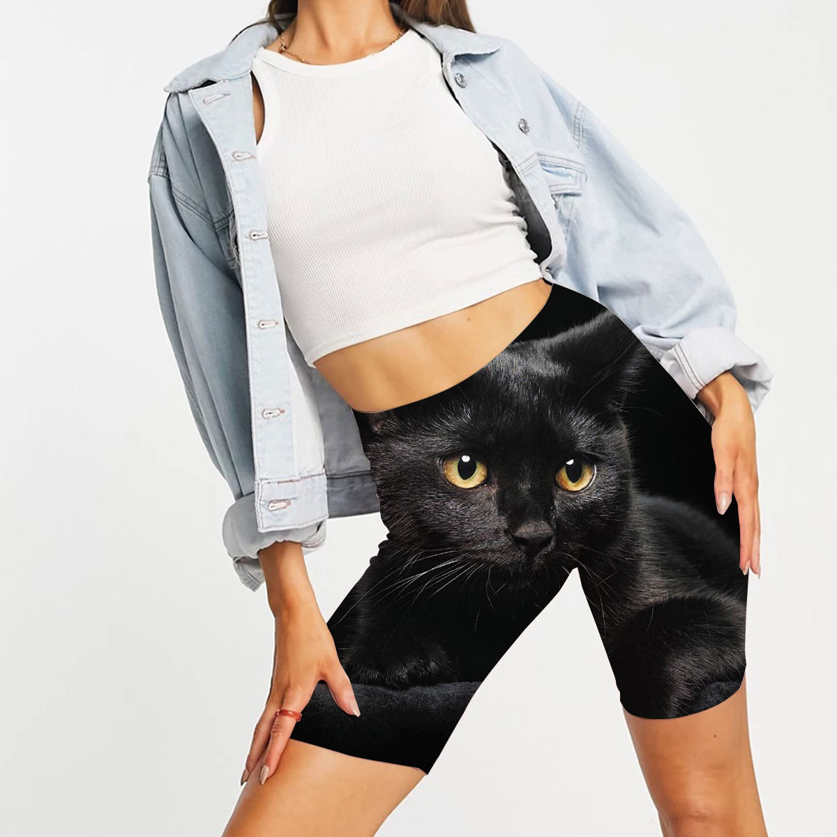 Black Cat Casual Shorts