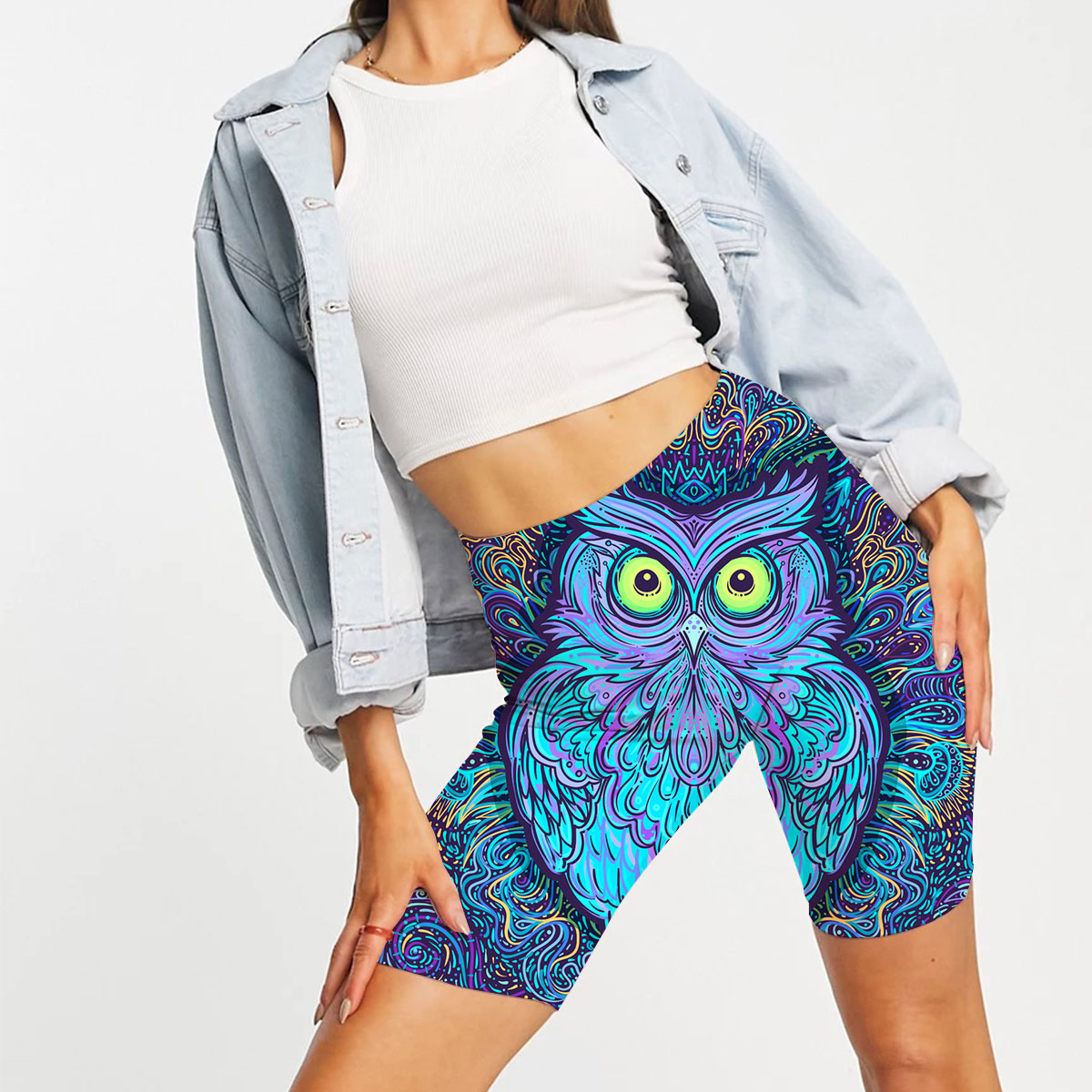 Blue Abstract Owl Casual Shorts