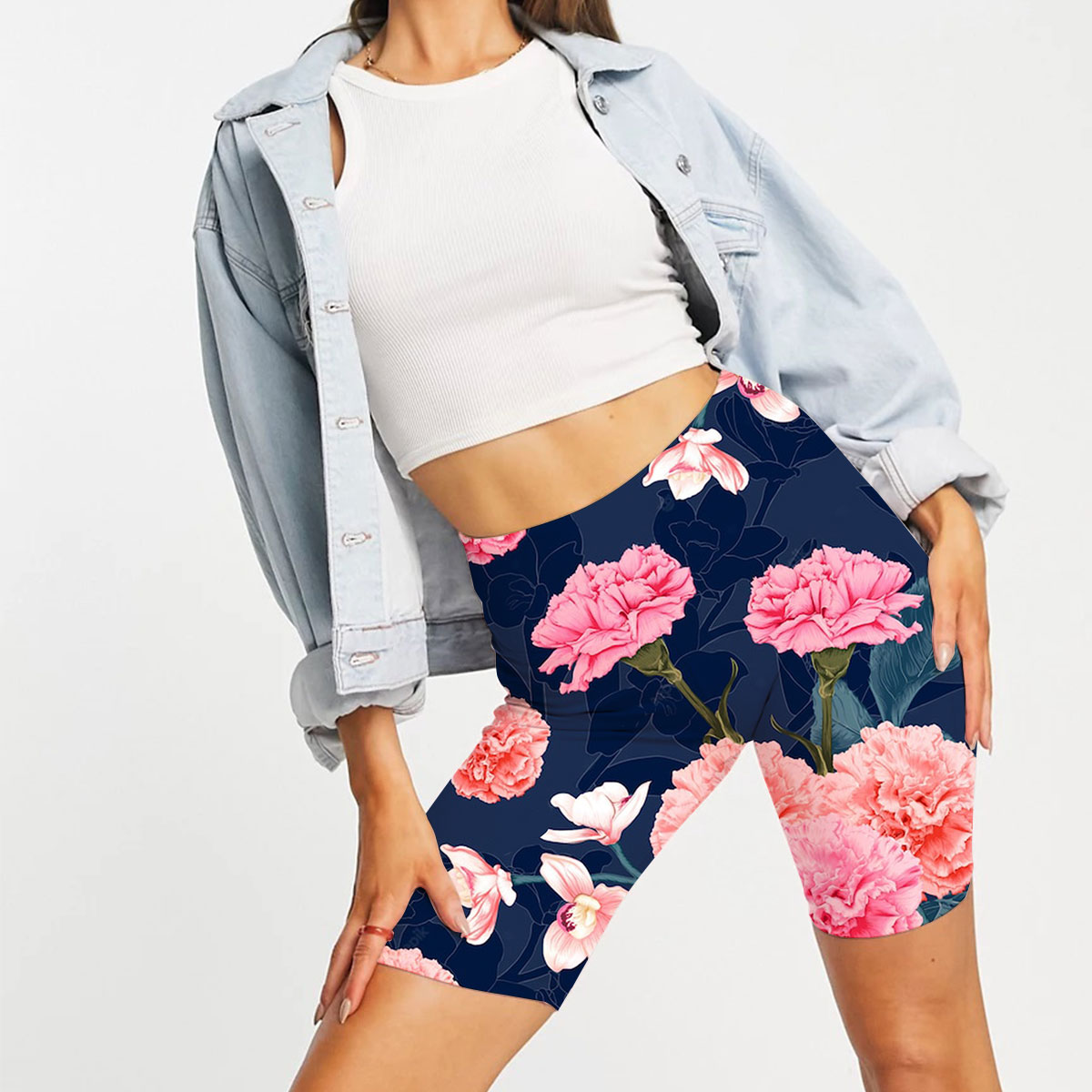 Blue Pink Carnations Casual Shorts