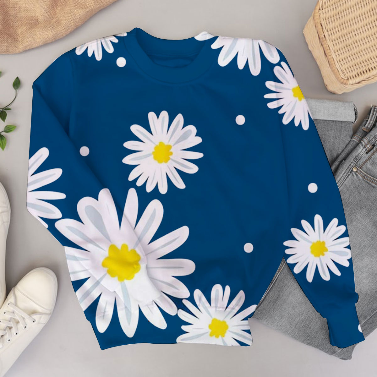 Abstract Daisy With Blue Sweater