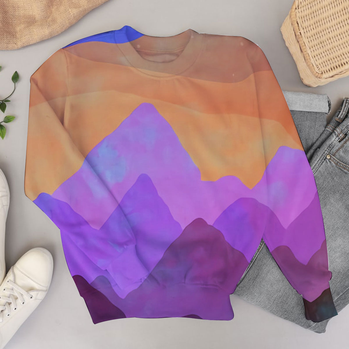 Abstract Mountain Sunset Sweater