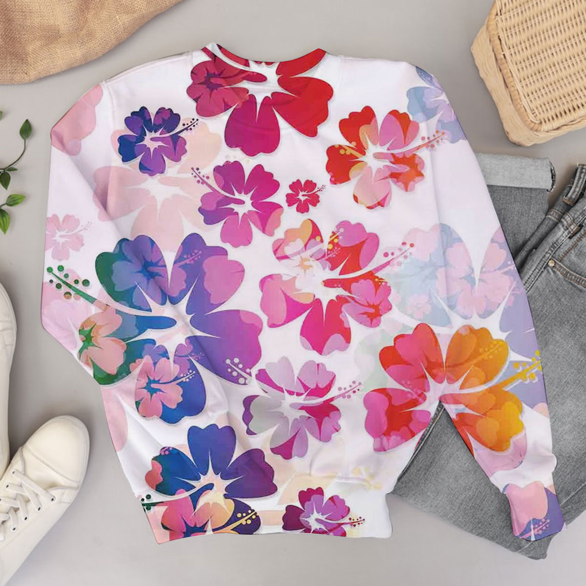 Abstract Tropical Hawaii Flowers Sweater