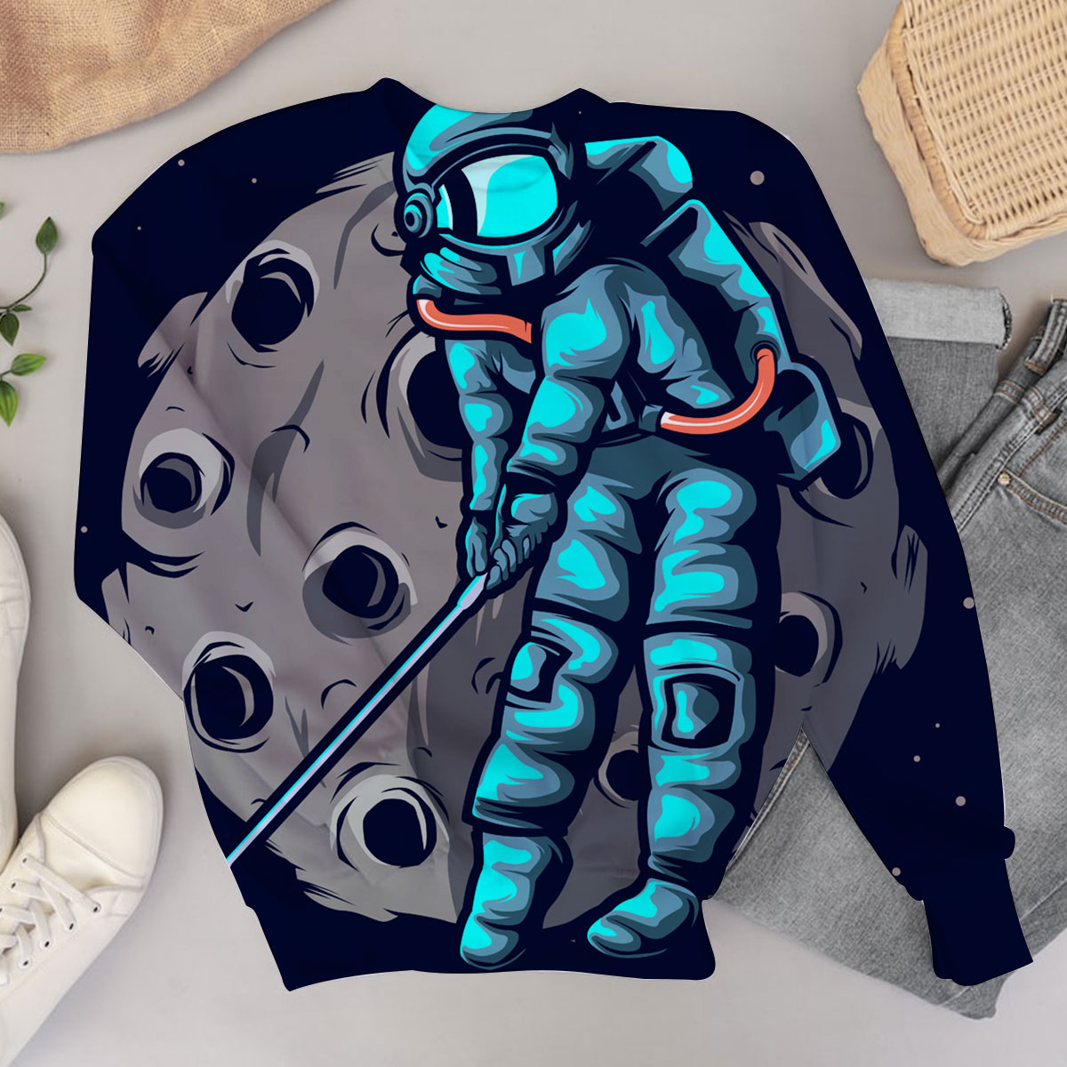 Astronaut Plays Golf Sweater
