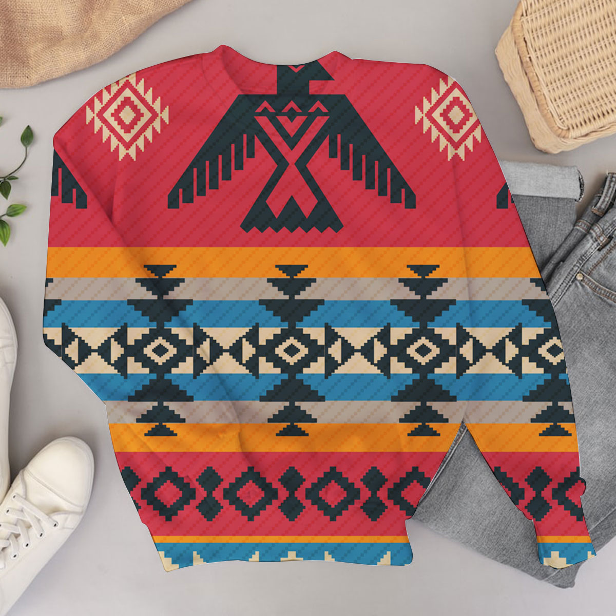 Batmerry Ethnic Geometric Sweater