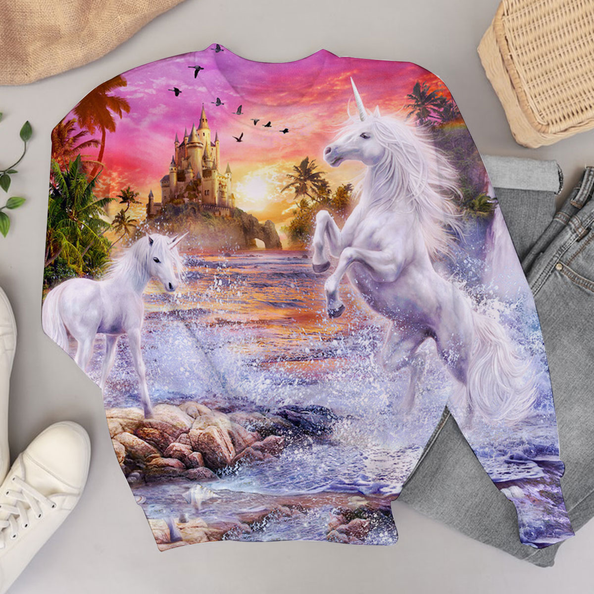 Beautiful Unicorns In Beach Sweater