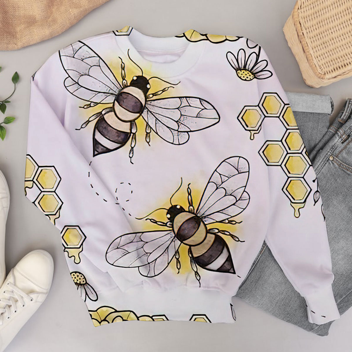 Bee With Flower Sweater
