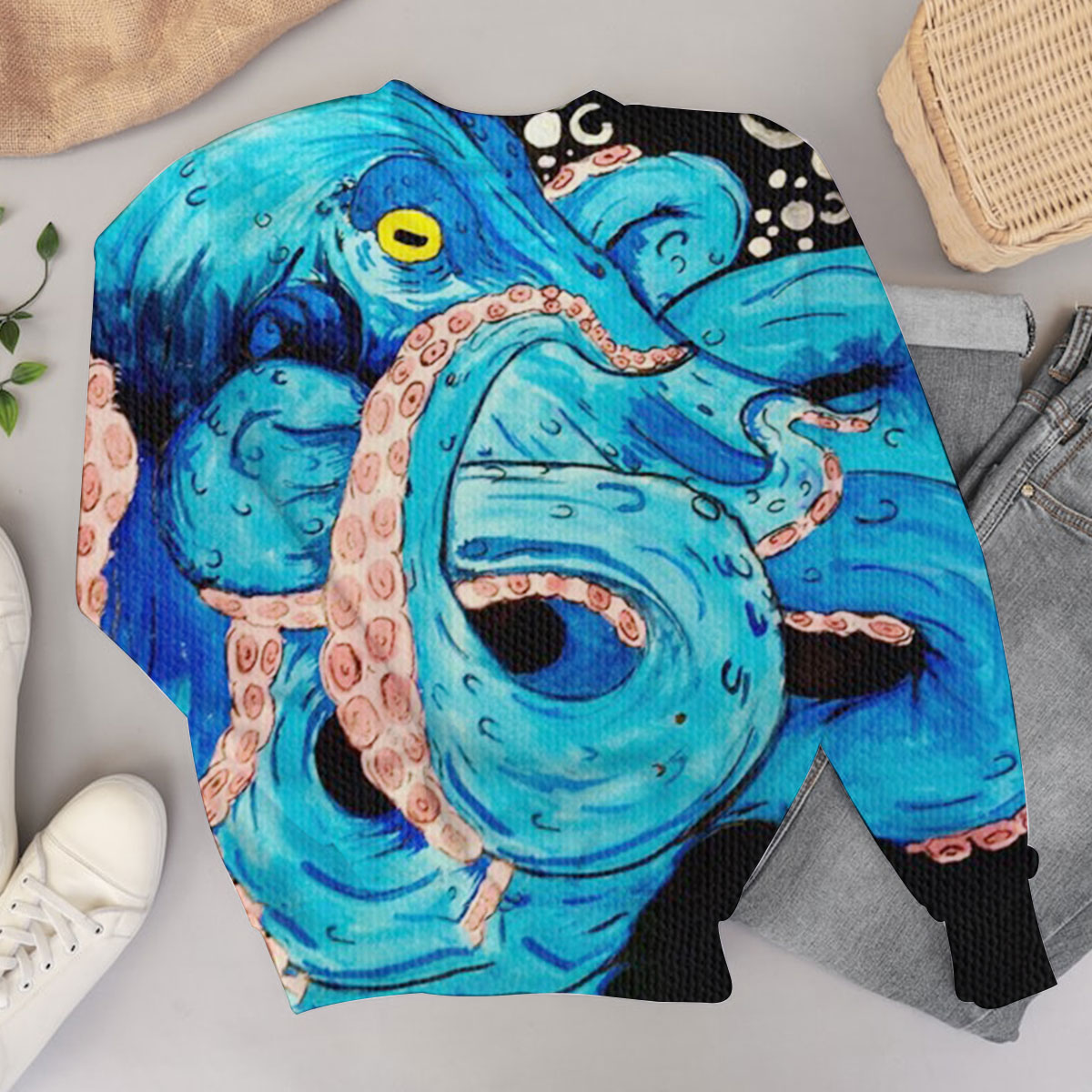 Black Blue Octopus Sweater