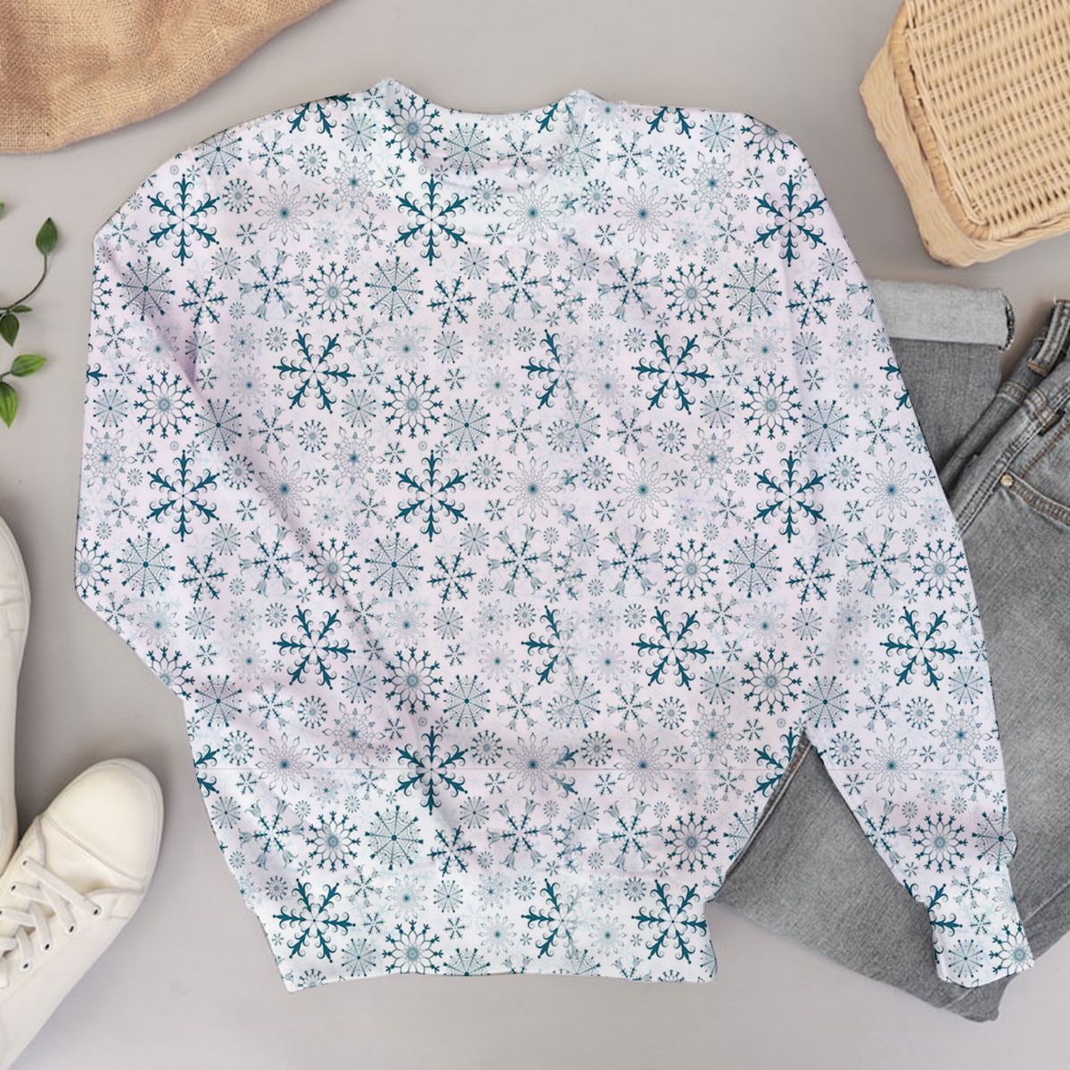 Blue Snowflakes Winter Sweater