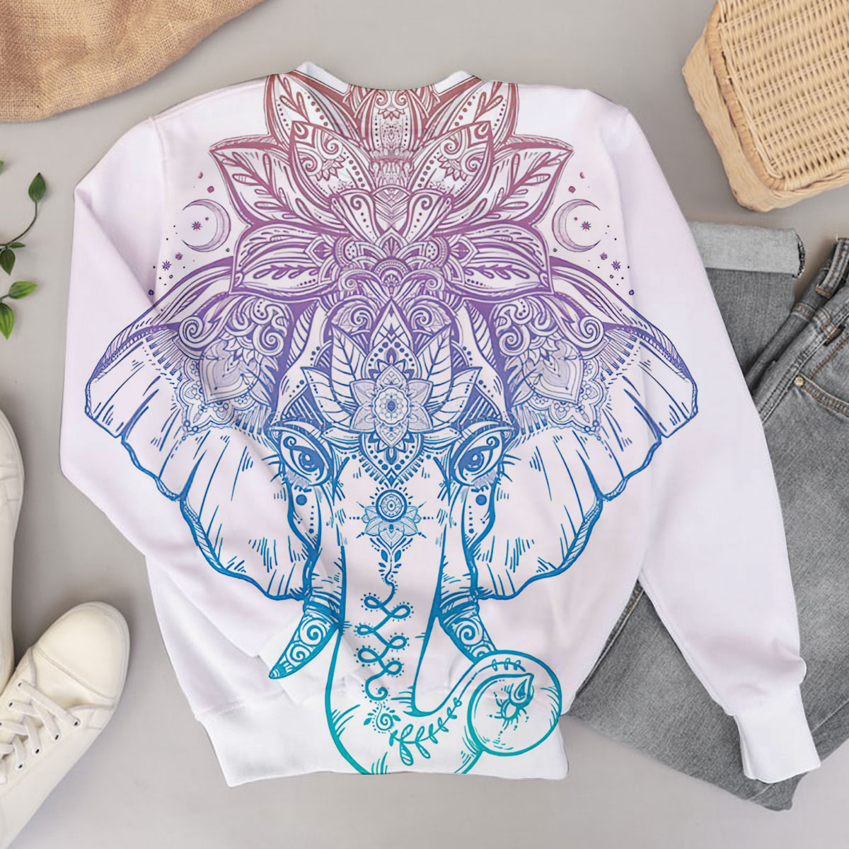 Boho Mandala Elephant Sweater