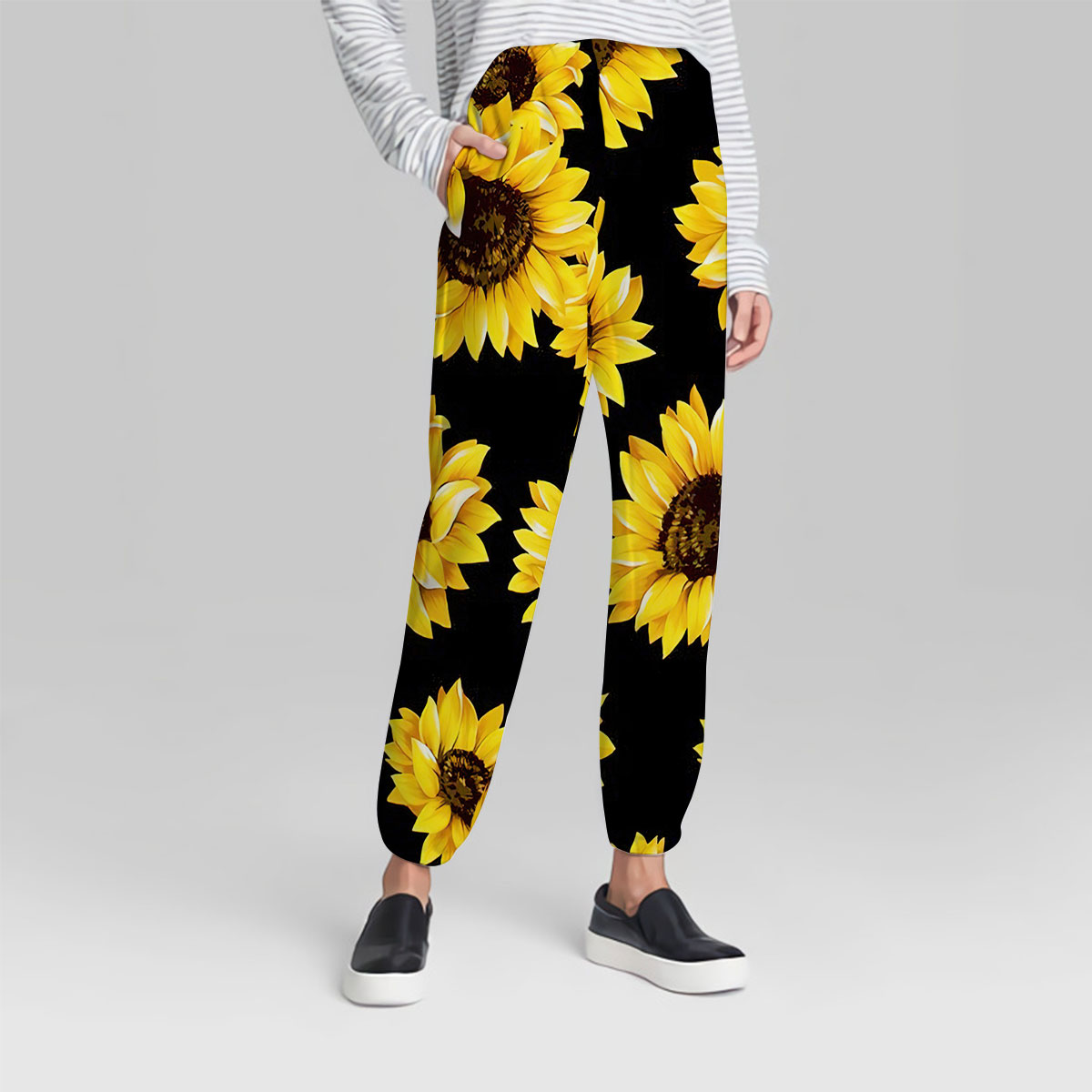 Black Yellow Sunflower Sweatpant