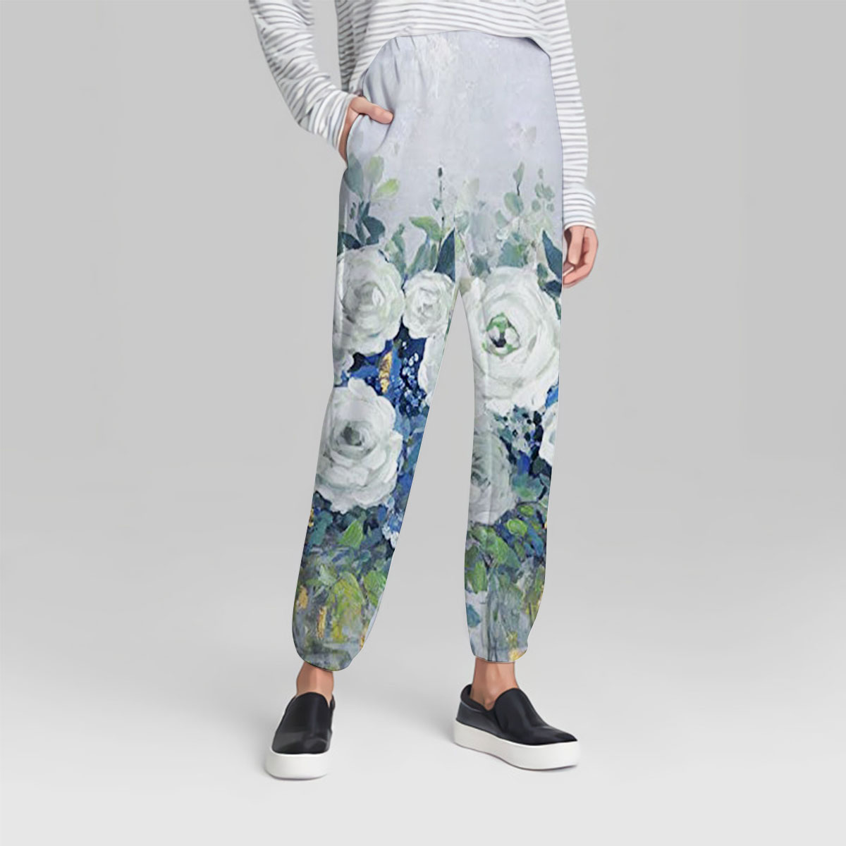 Blue And White Floral Sweatpant