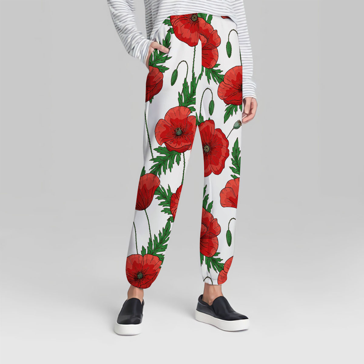 Red Poppies Flower Sweatpant