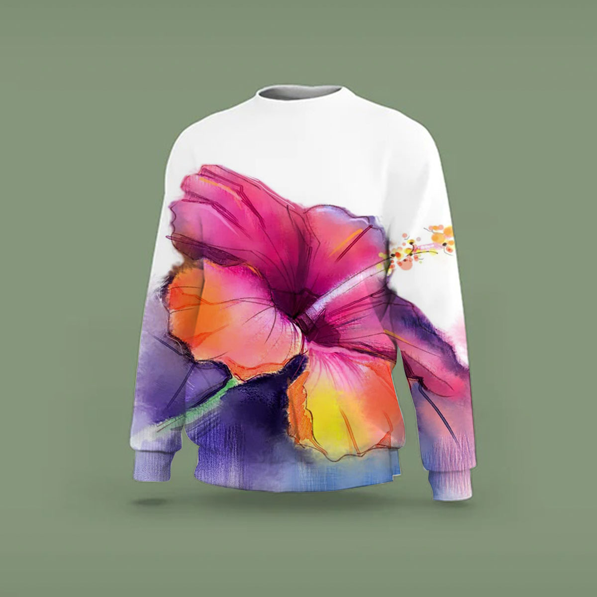 Abstract Colorful Hibiscus Sweatshirt