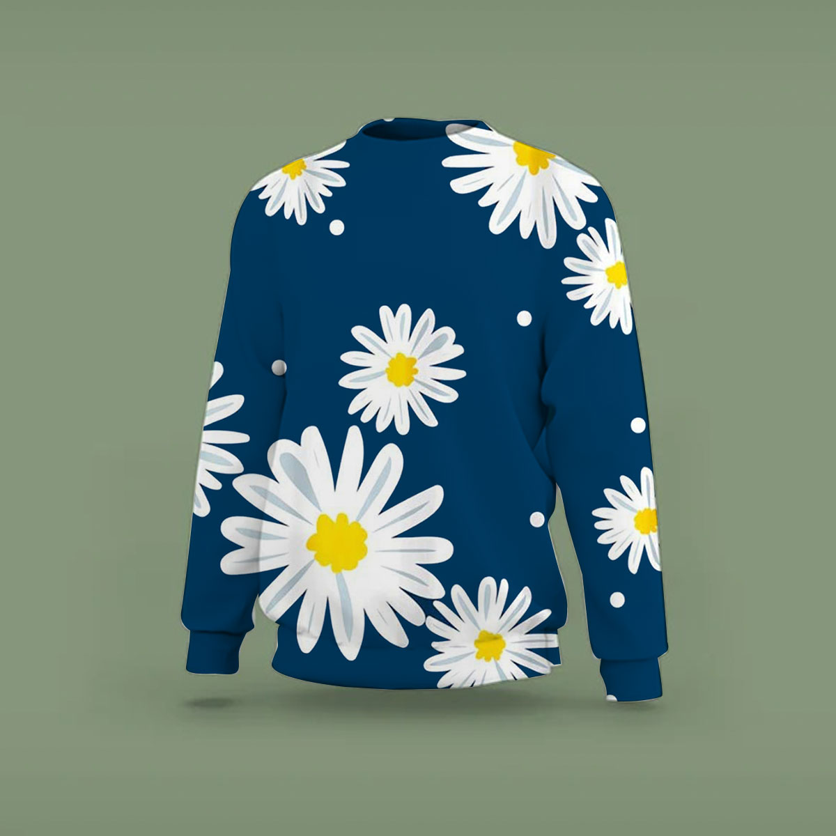Abstract Daisy With Blue Sweatshirt