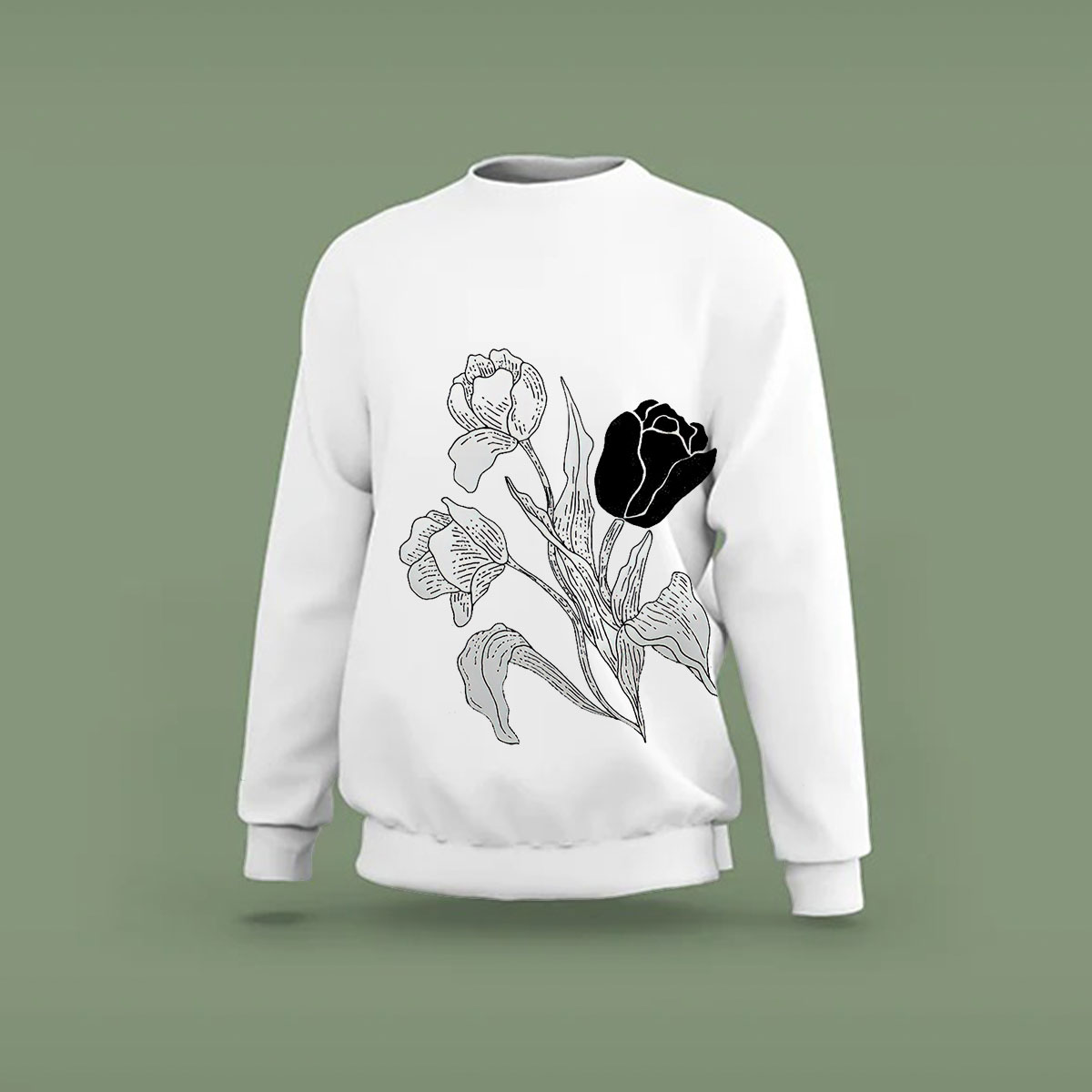 Black And White Tulip Sweatshirt
