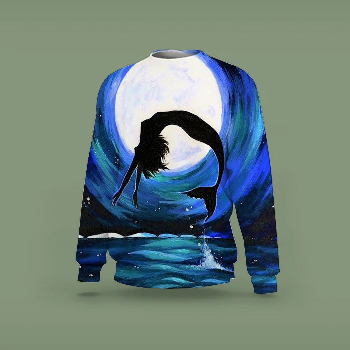 Black Mermaid And Moon Night Sweatshirt