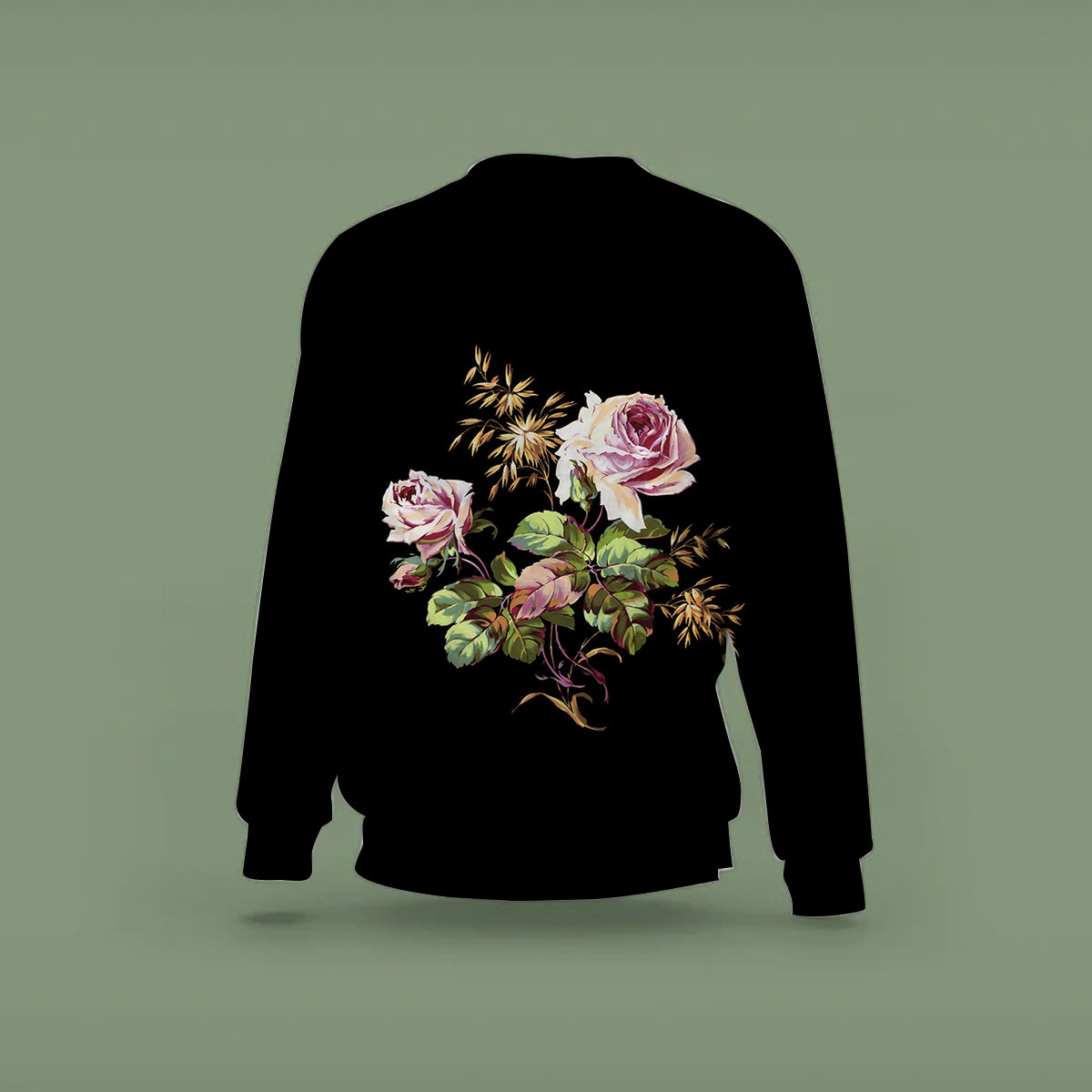 Black Peony Flower Sweatshirt
