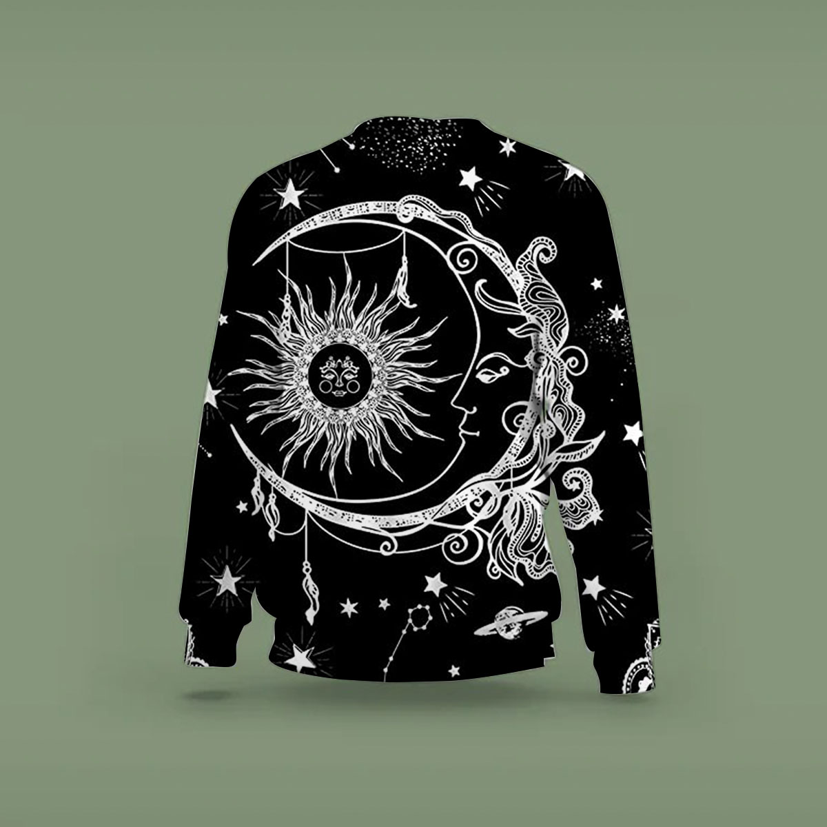 Black White Bohemian Sun Moon Sweatshirt