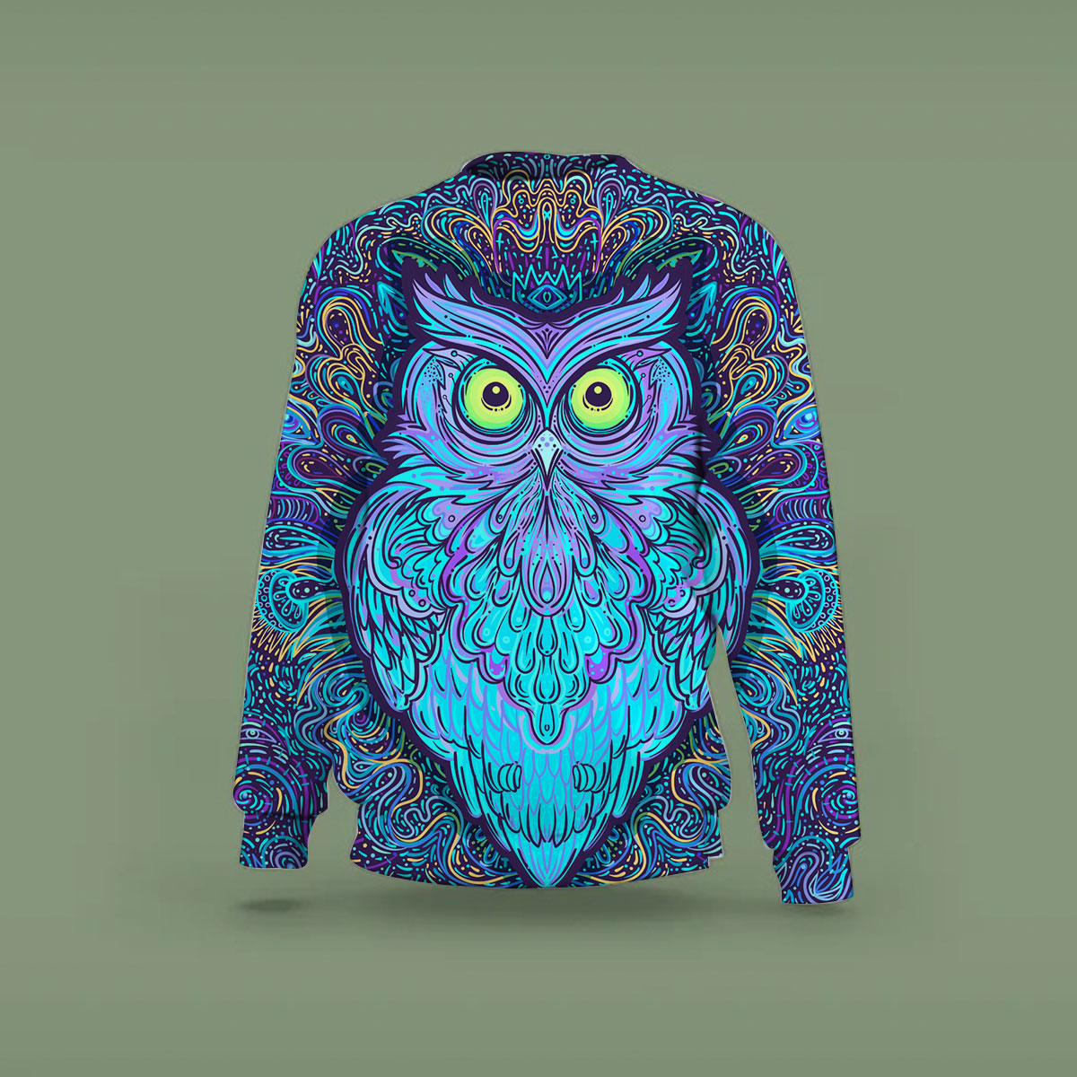Blue Abstract Owl Sweatshirt