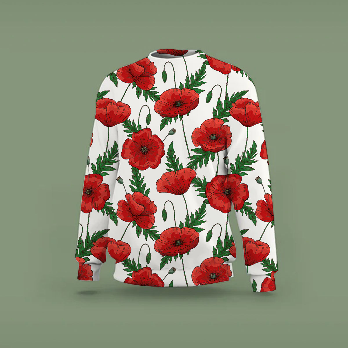 Red Poppies Flower Sweatshirt