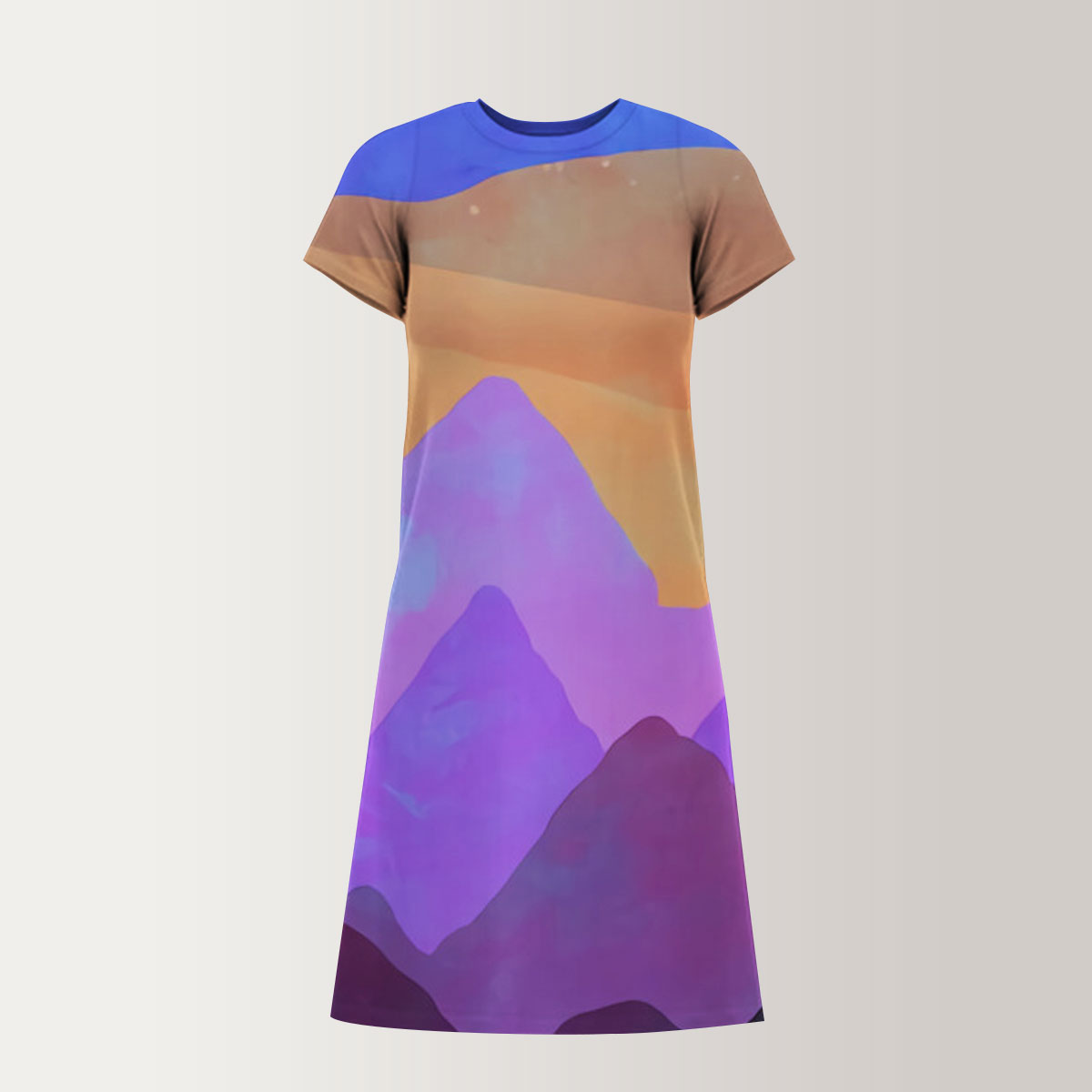Abstract Mountain Sunset T-Shirt Dress