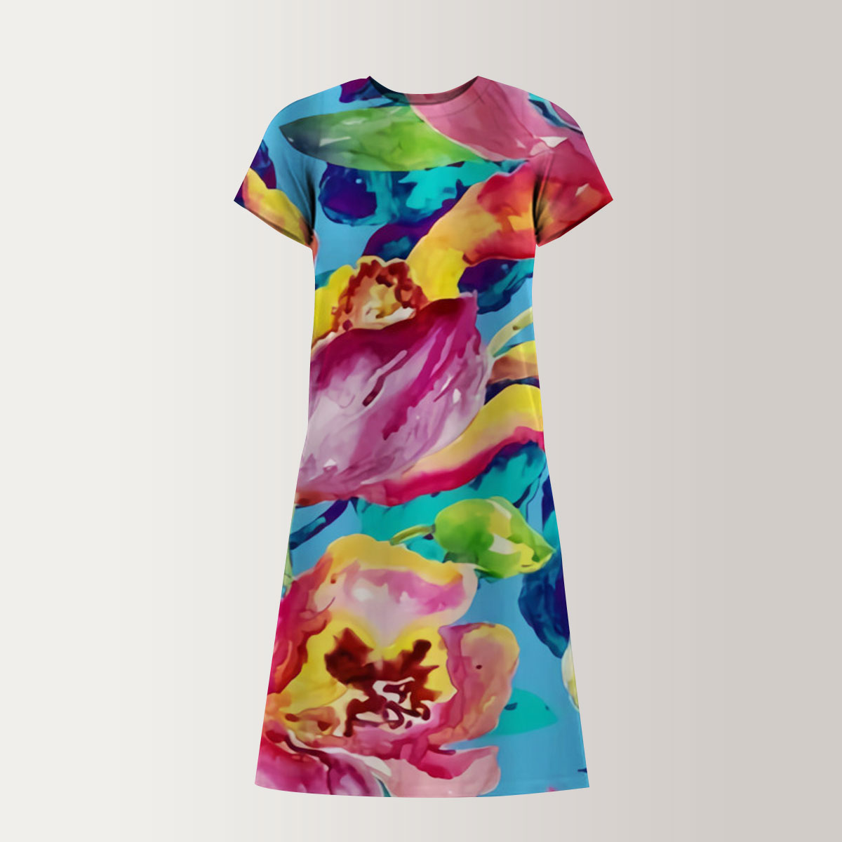 Abstract Orchid T-Shirt Dress