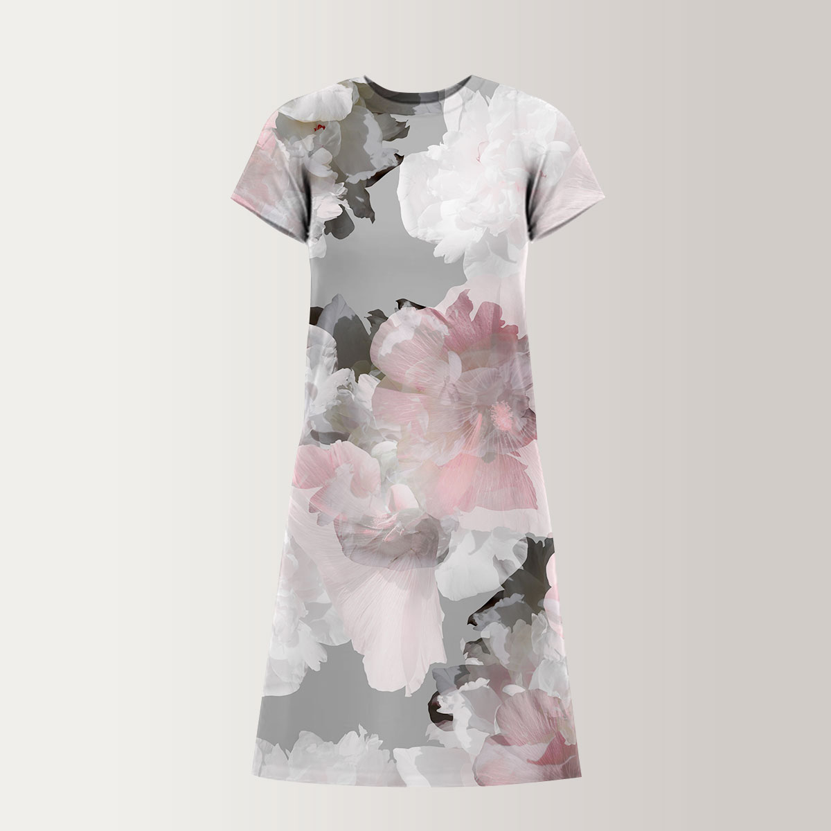 Abstract Peony T-Shirt Dress