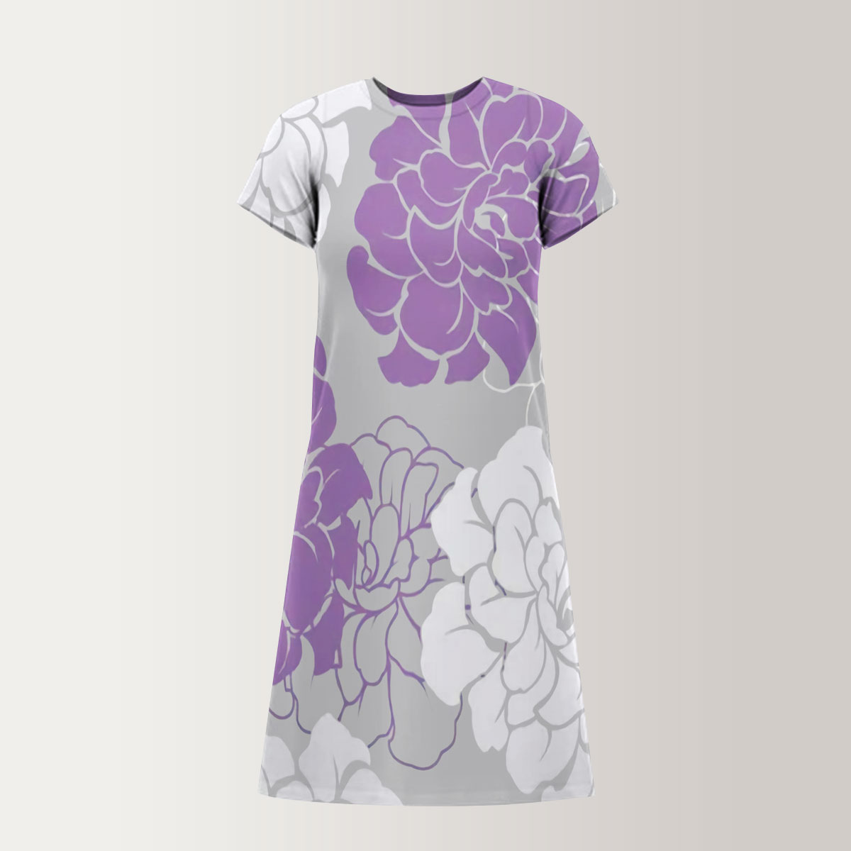 Abstract Purple Peony T-Shirt Dress